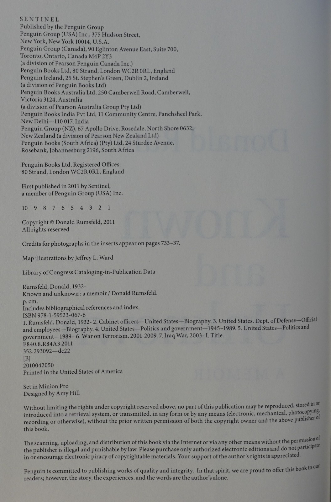 KNOWN AND UNKNOWN BY DONALD RUMSFELD, SIGNED