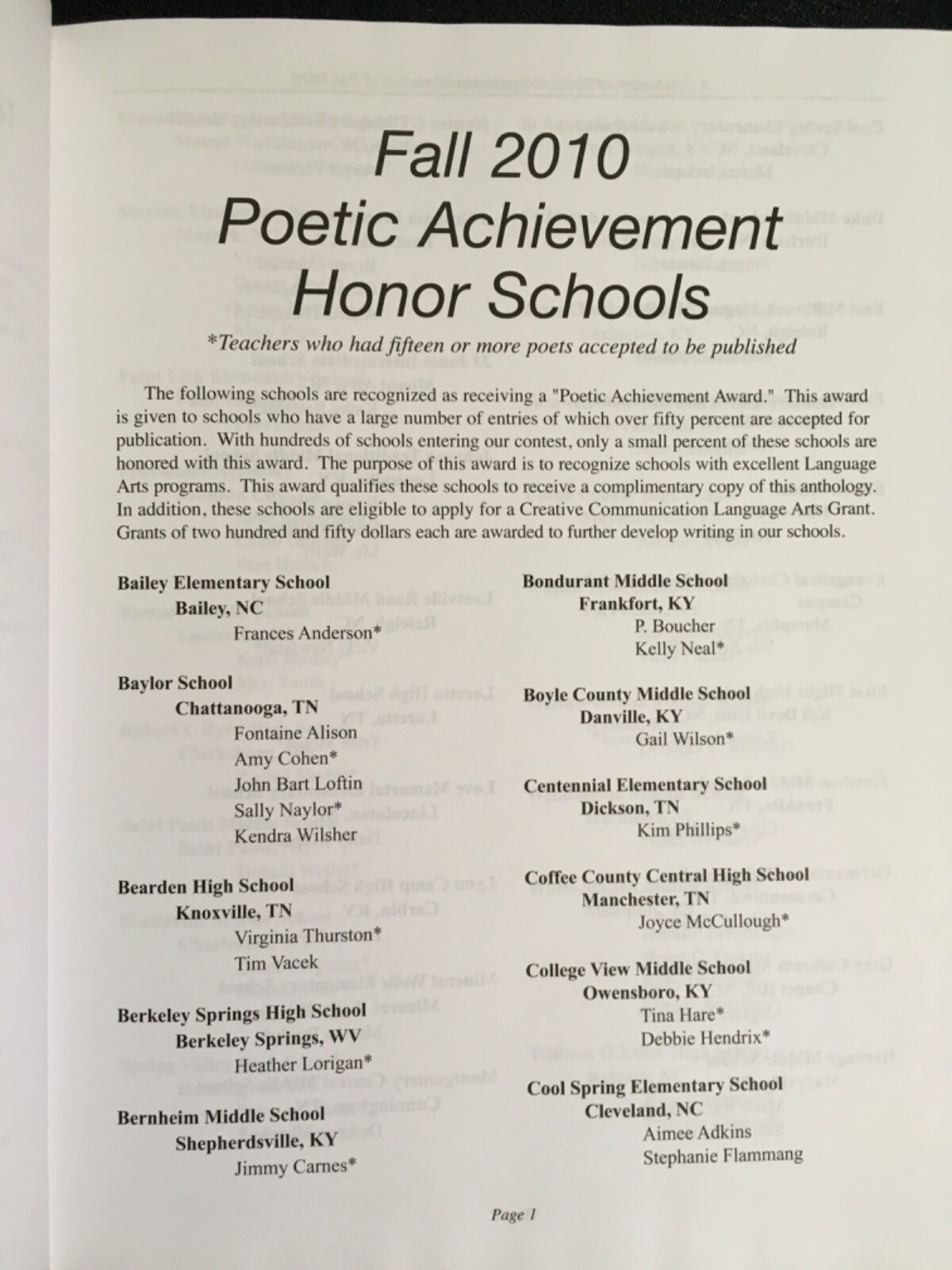 A CELEBRATION OF POETS Appalachia Grades 4-12 Creative Communication Textbook HC