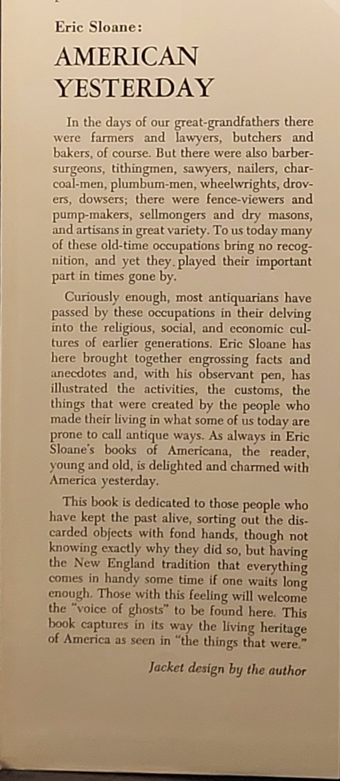 AMERICA YESTERDAY : by Eric Sloane 1956 Hardcover 3368