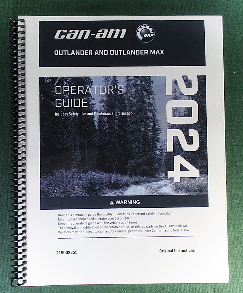 2024 Can-Am Outlander 1000R DPS Owner’s Manual: 276 Pages & Protective Covers