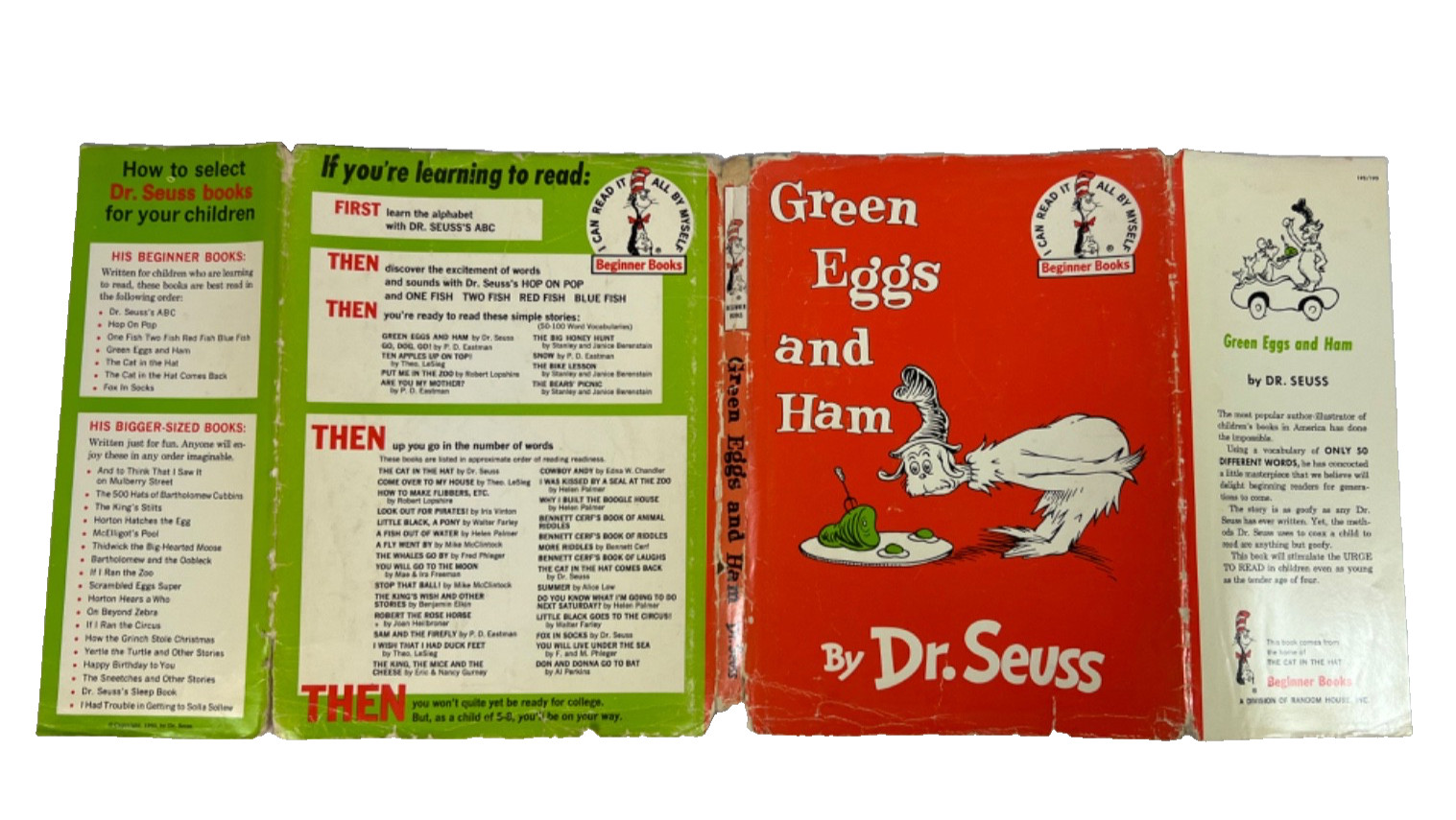 GREEN EGGS AND HAM Dr. Seuss Hardcover Book/Jacket 1960 First Edition 62 Pages