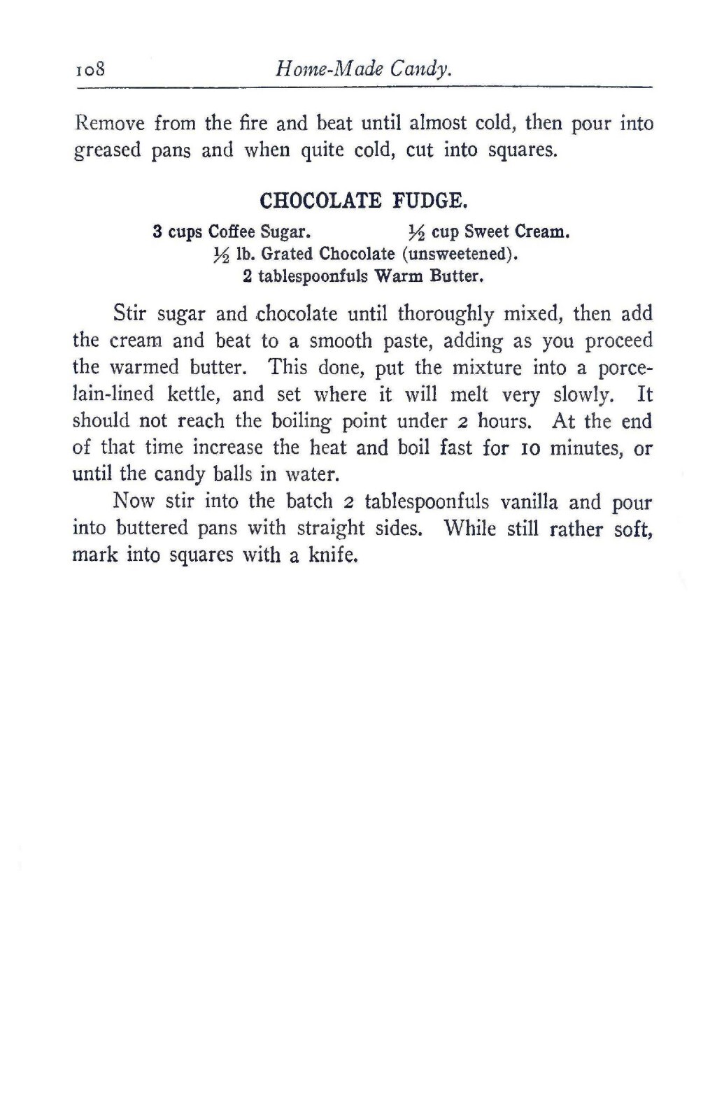 Homemade Ice Cream And Candy Cook Book “1908” 108 Pages