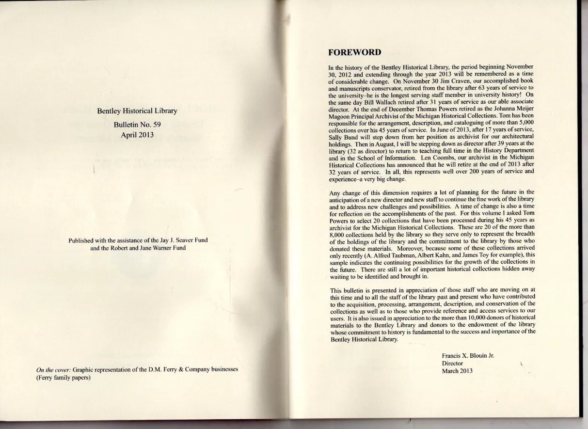 DOCUMENTING MICHIGAN: Twenty Collections from Bentley Historical Library (2013)