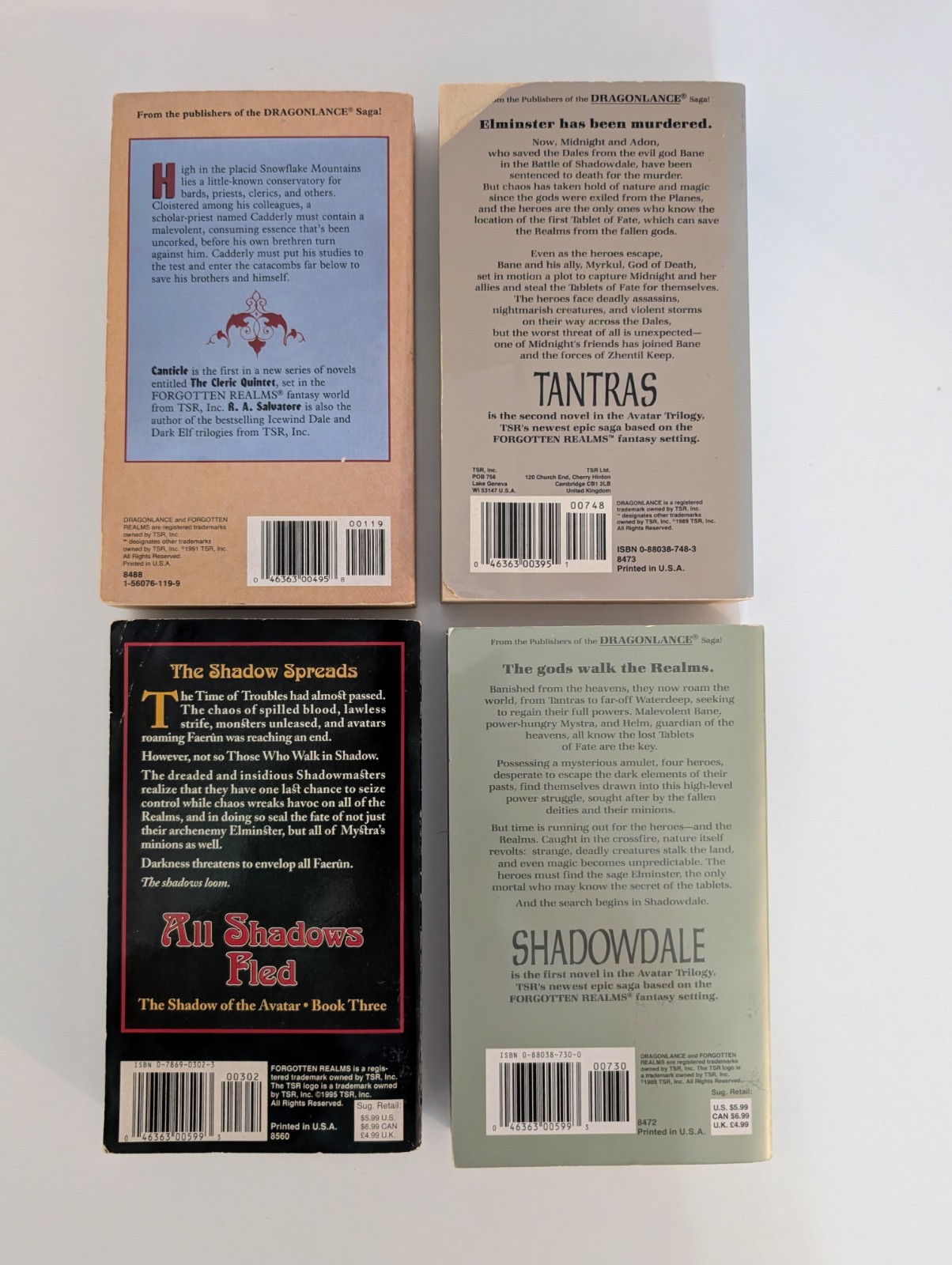 Forgotten Realms TSR PB Lot Tantras Canticle Avatar Shadowdale Shadows Fled