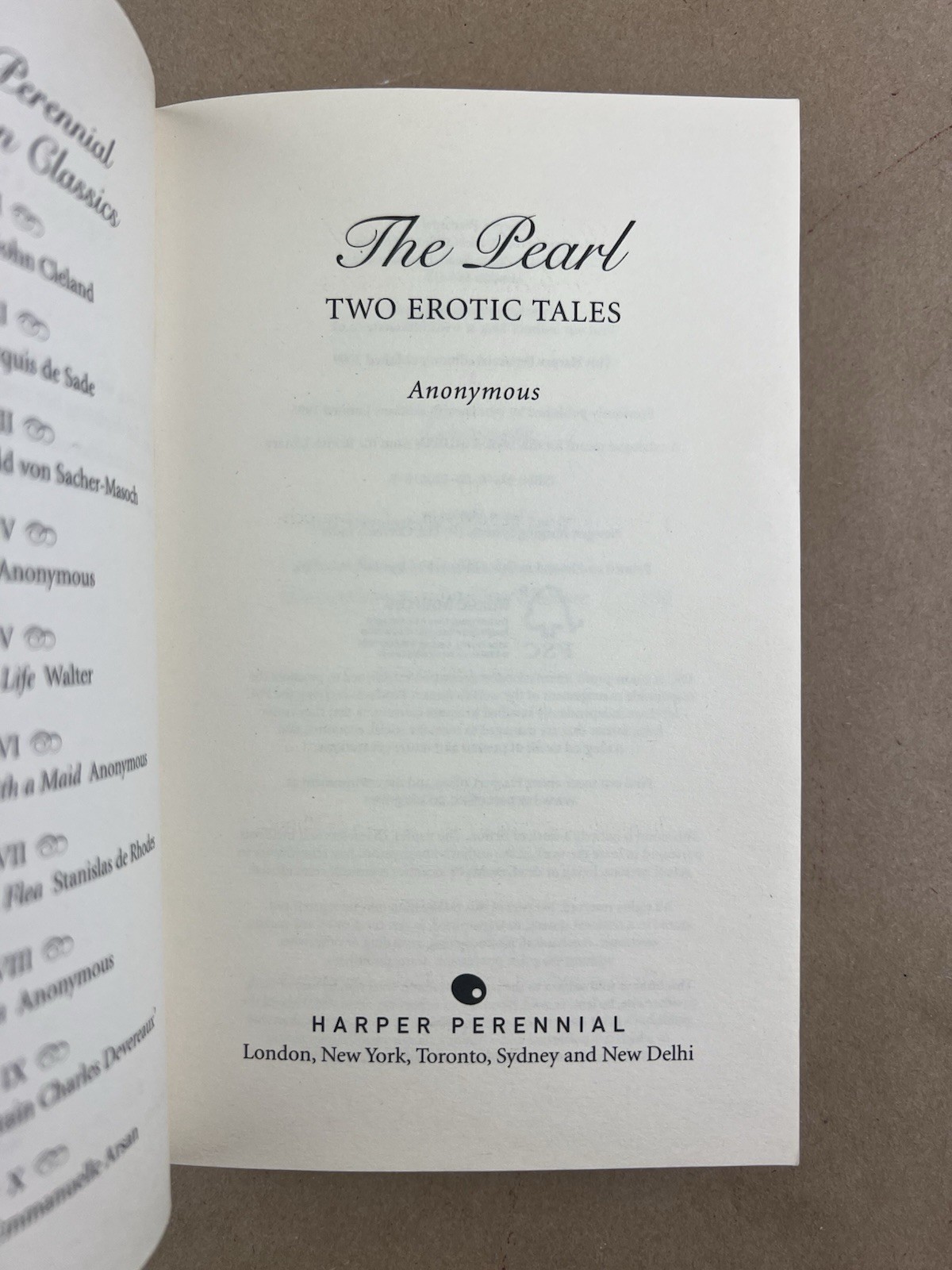 Pearl; Anonymous, Perennial Forbidden Classics, No. IV, (1879) 2010, MM, Erotica