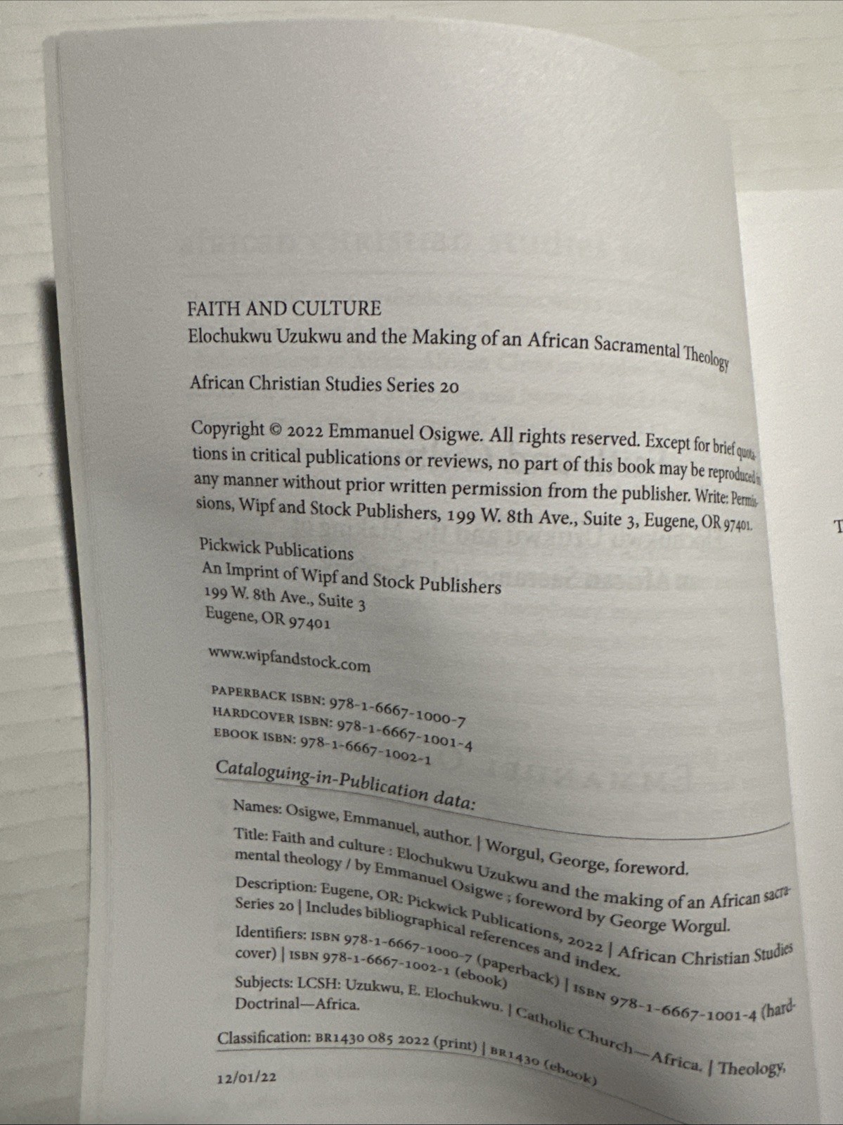 Faith and Culture: Elochukwu Uzukwu and the Making of an African Sacramental