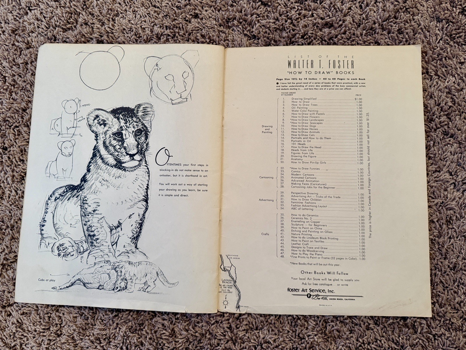 Vintage How to Draw Animals By Walter T Foster Art Instruction Book