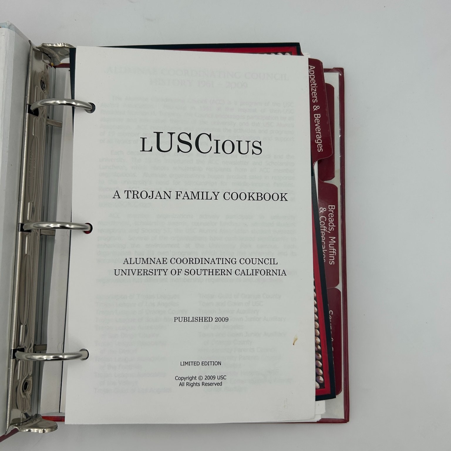 Luscious A Trojan Family Cookbook USC Limited Edition 2009 Ring Bound