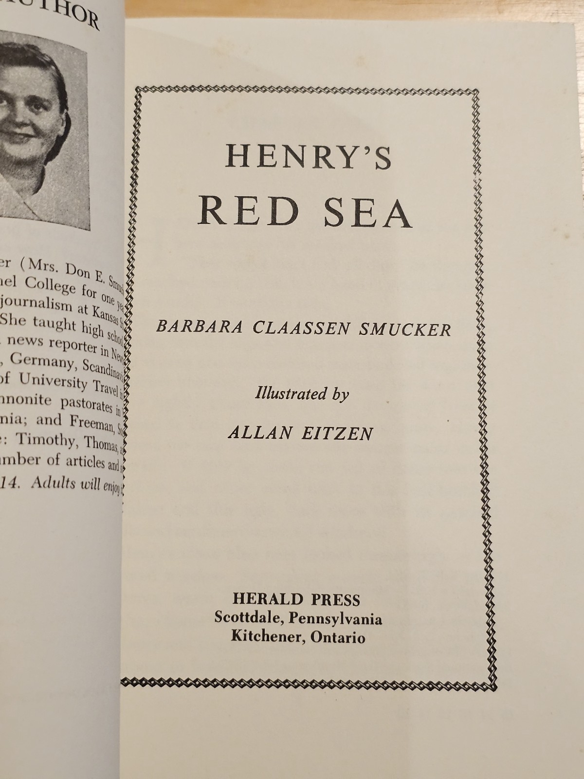 Henry’s Red Sea by Barbara Smucker PB 1955 Herald Press Very Mennonite Very Good