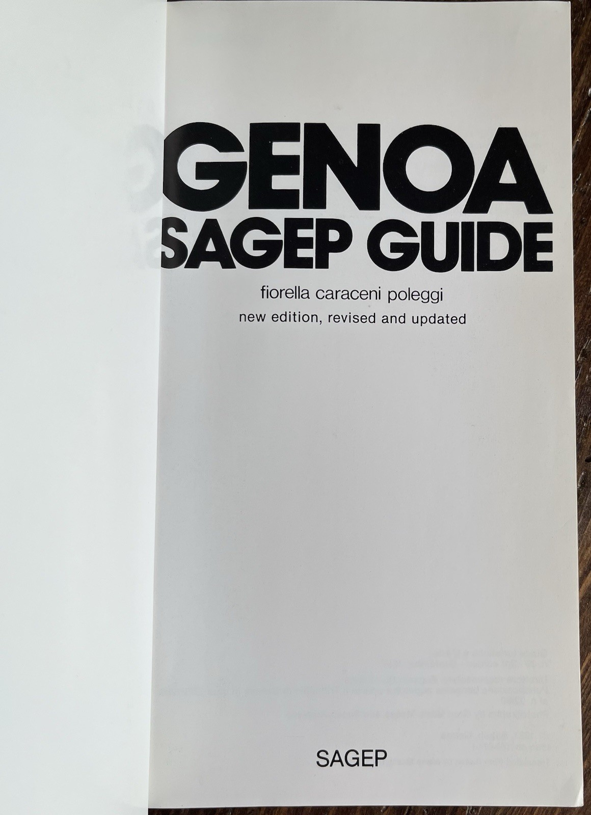 GENOA: SAGEP GUIDE 1987 Italy Italian Travel History Fiorella Caraceni Poleggi