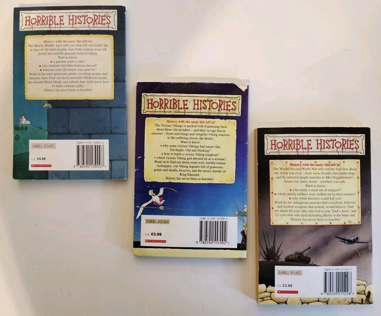 HORRIBLE HISTORIES x11 by Terry Deary PB Scholastic vintage 1990’s & 2000’s
