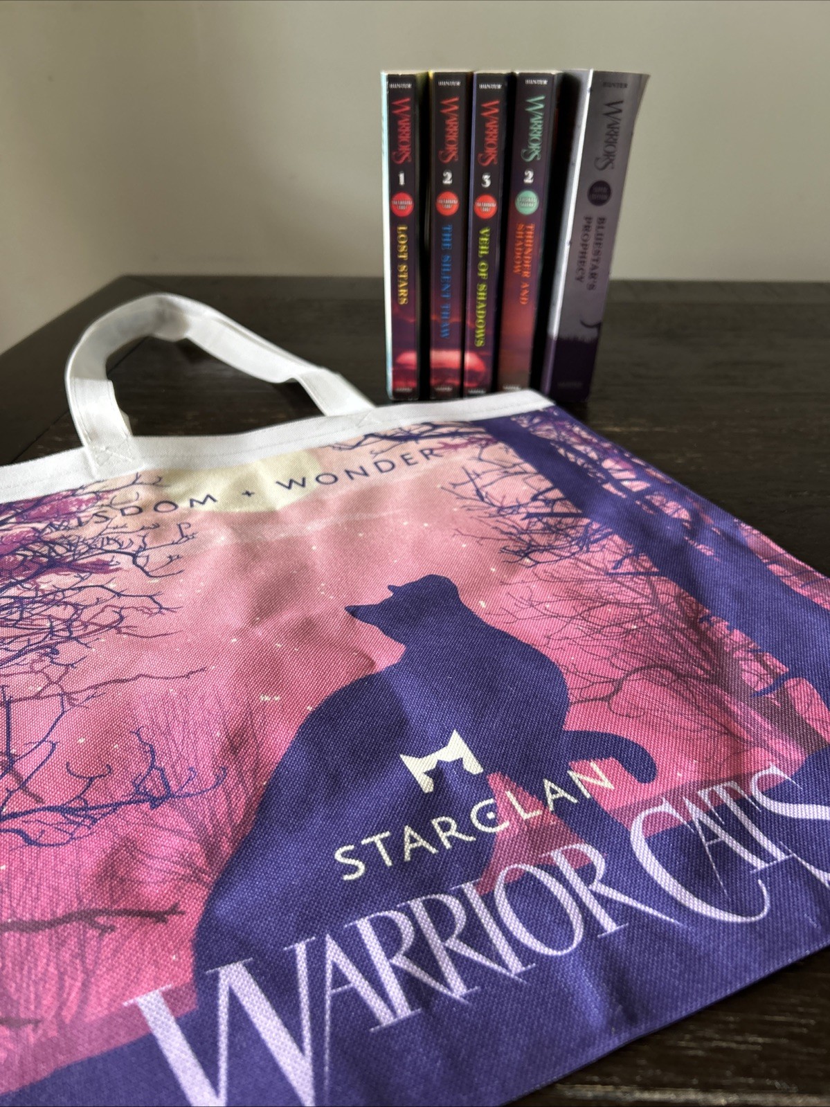Warriors Cat Book Lot By Erin Hunter + Warrior Cat Bag Bluestar’s Prophecy