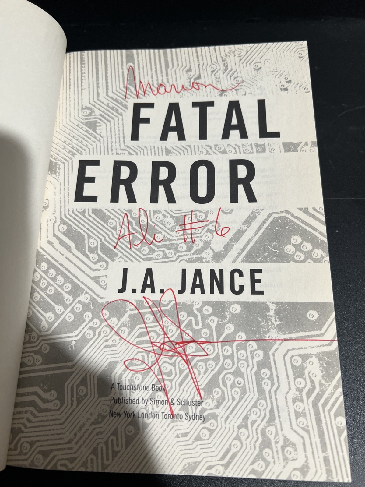 SIGNED 1st Edition 1st Printing Fatal Error by J. A. Jance 2011 HC DJ Thriller