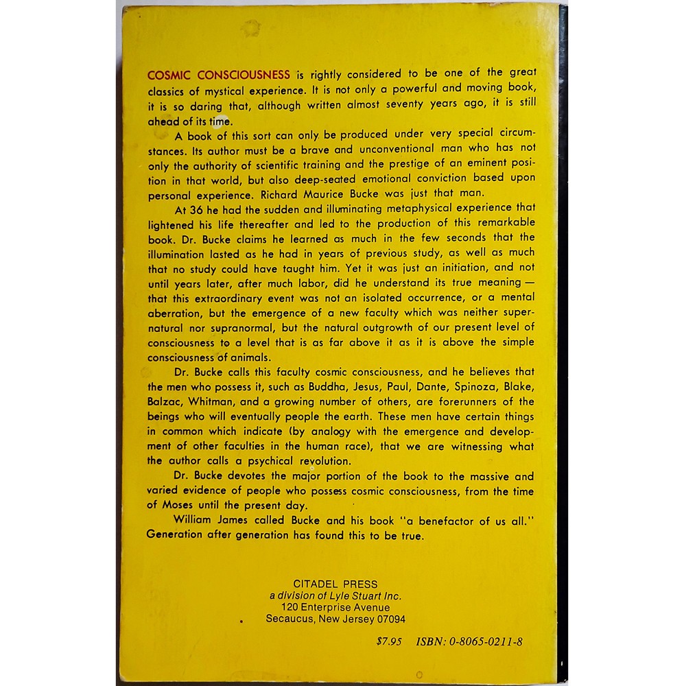 Cosmic Consciousness by Richard Maurice Bucke MD (1961 print) Softcover