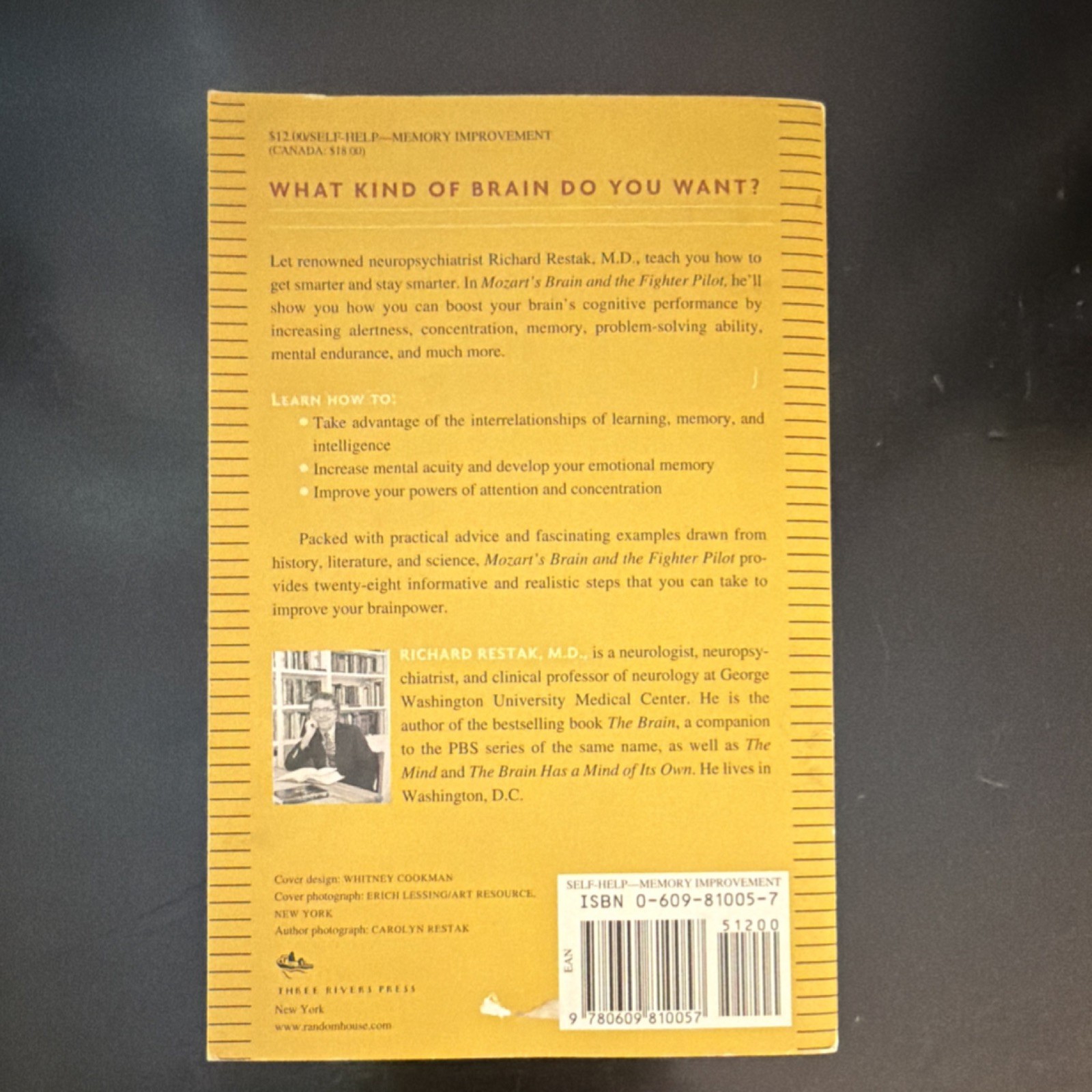 Mozart’s Brain and the Fighter Pilot by Richard Restak, Paperback, Three Rivers…