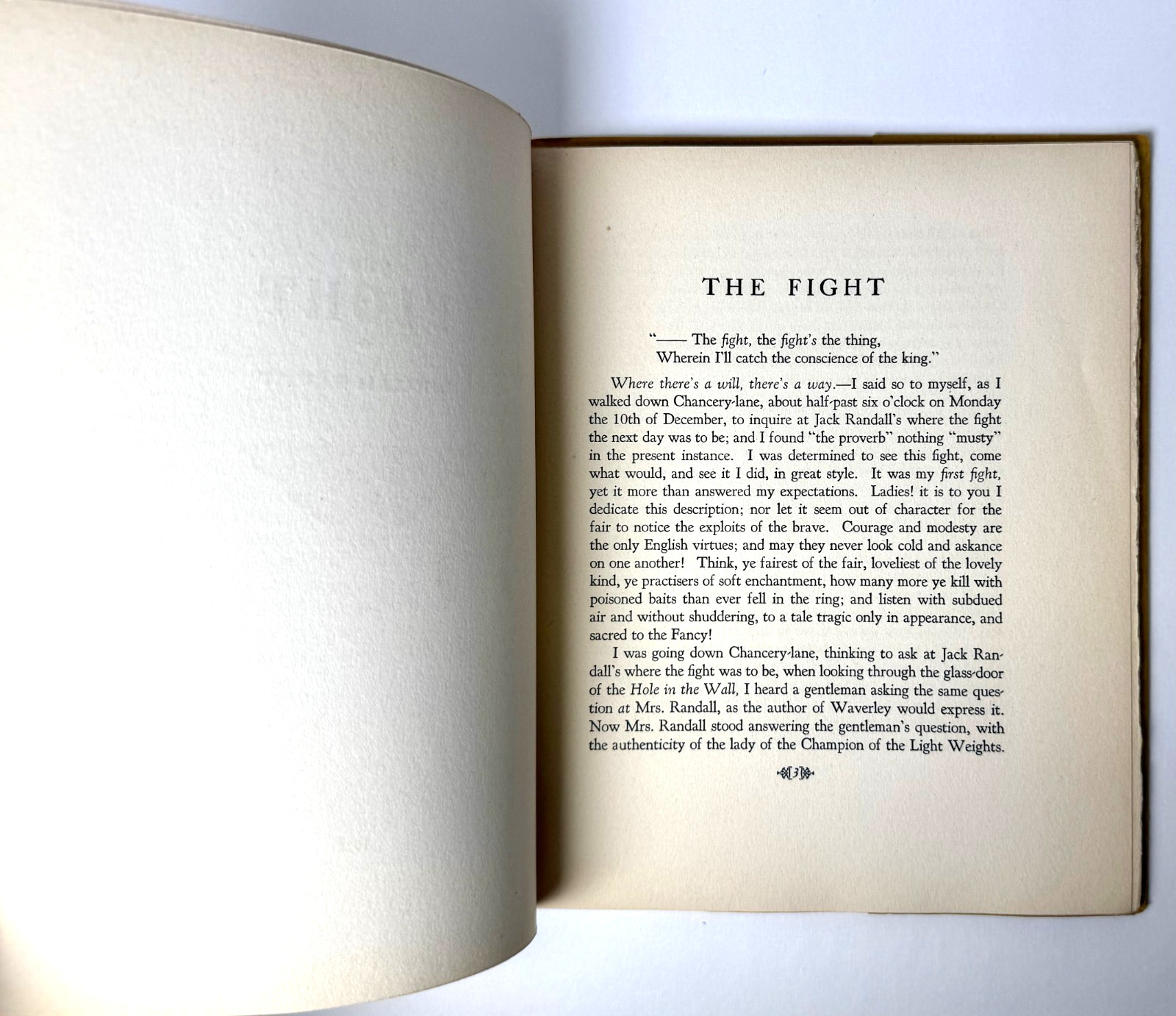 The Fight, William Hazlitt, Printed by the Gimbels in 1928 #21 of 400, Boxing