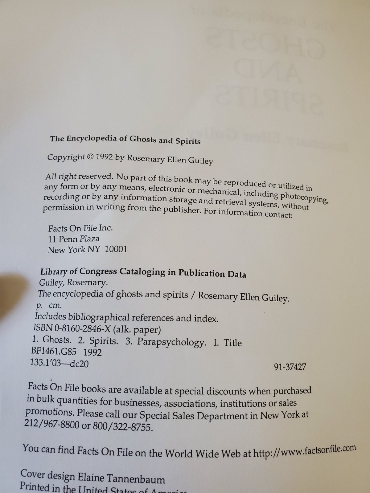 The Encyclopedia of Ghosts and Spirits by Guiley FIRST PRINTING W 2 FREE DVDS!
