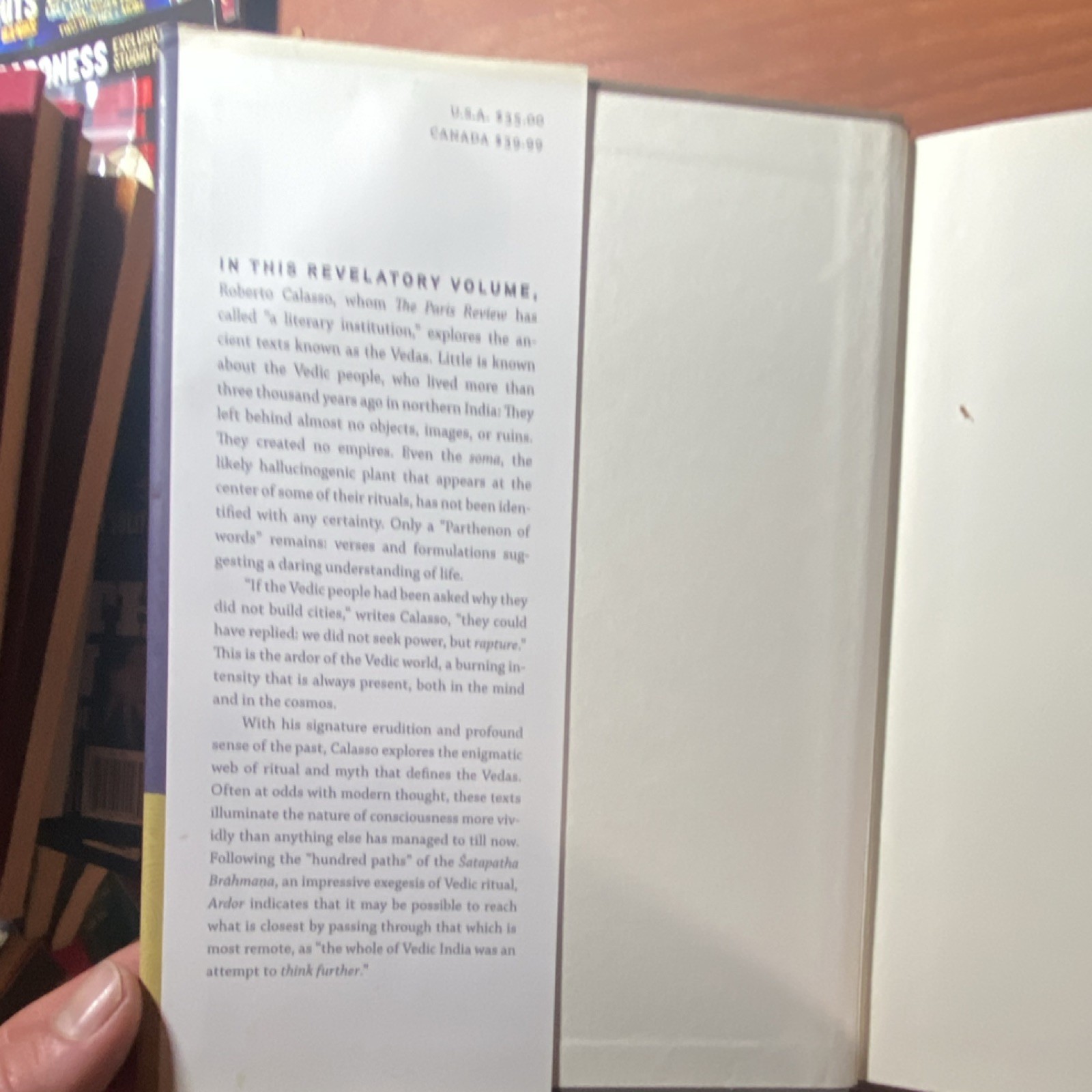 Roberto Calasso Ardor Hardcover 2014 Farrar Straus Hinduism Religion Philosophy