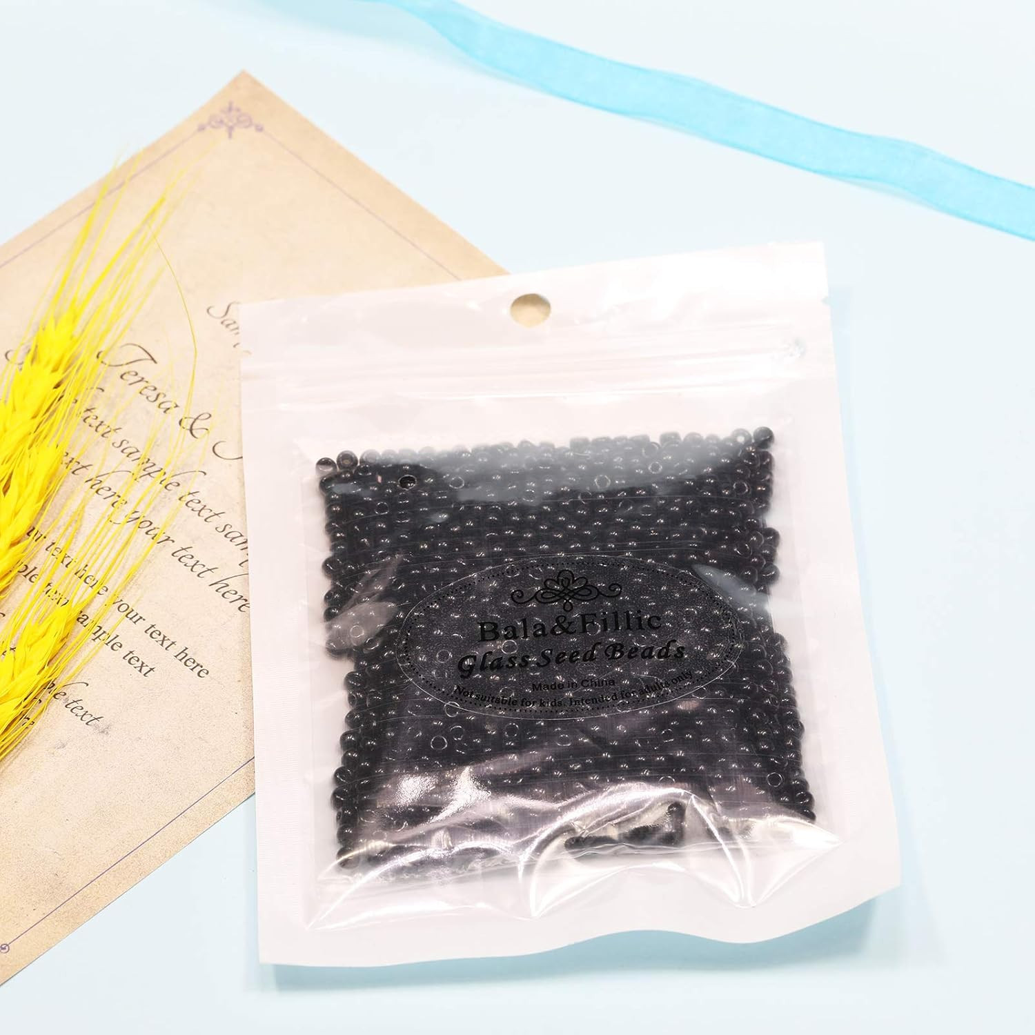 Black Color 4mm Seed Beads About 1200pcs/100Grams in Bag, 6/0 Glass Craft Beads