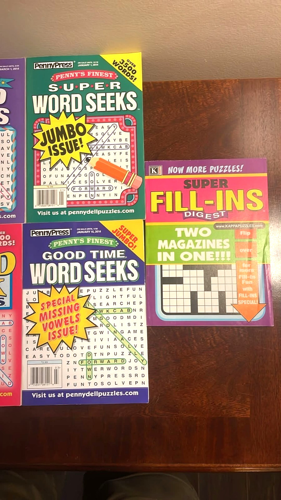 Lot of 7 Penny Press Penny’s Finest Super Word Search Seek Puzzle Books Variety