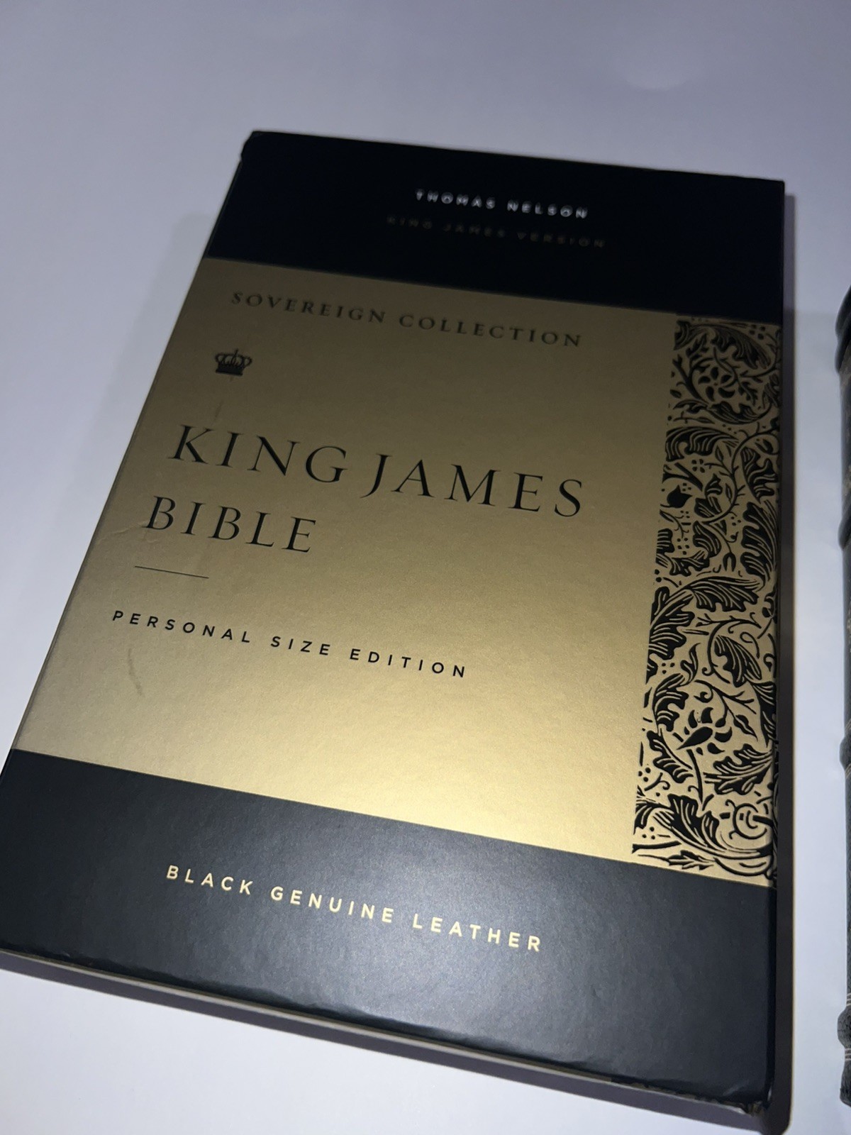 KJV Holy Bible Personal Size Sovereign Collection Black Leather by Thomas Nelson