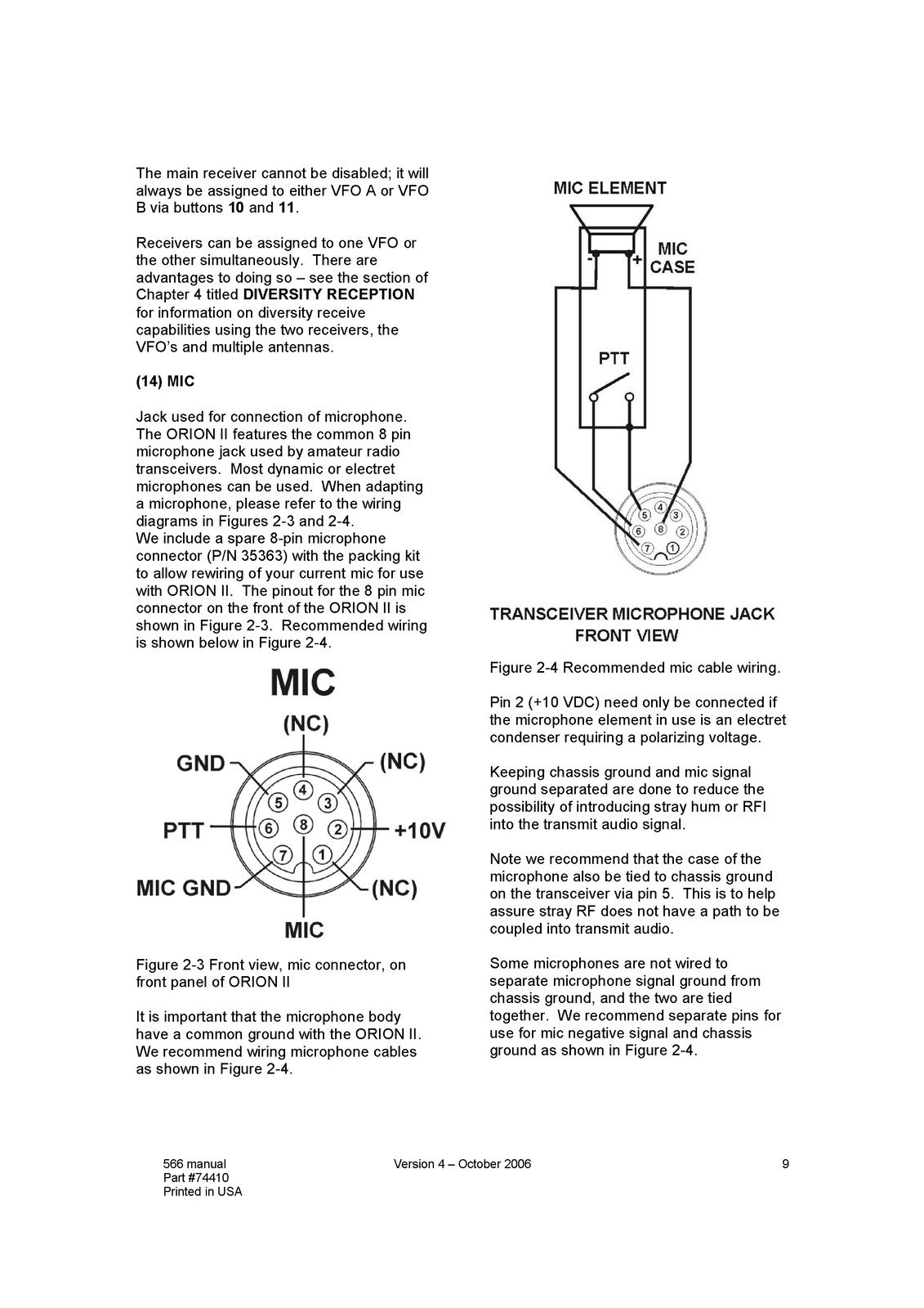 TEN TEC Orion 2 Model 566 Radio Transceiver Operators Manual – WIRE CLOSURE