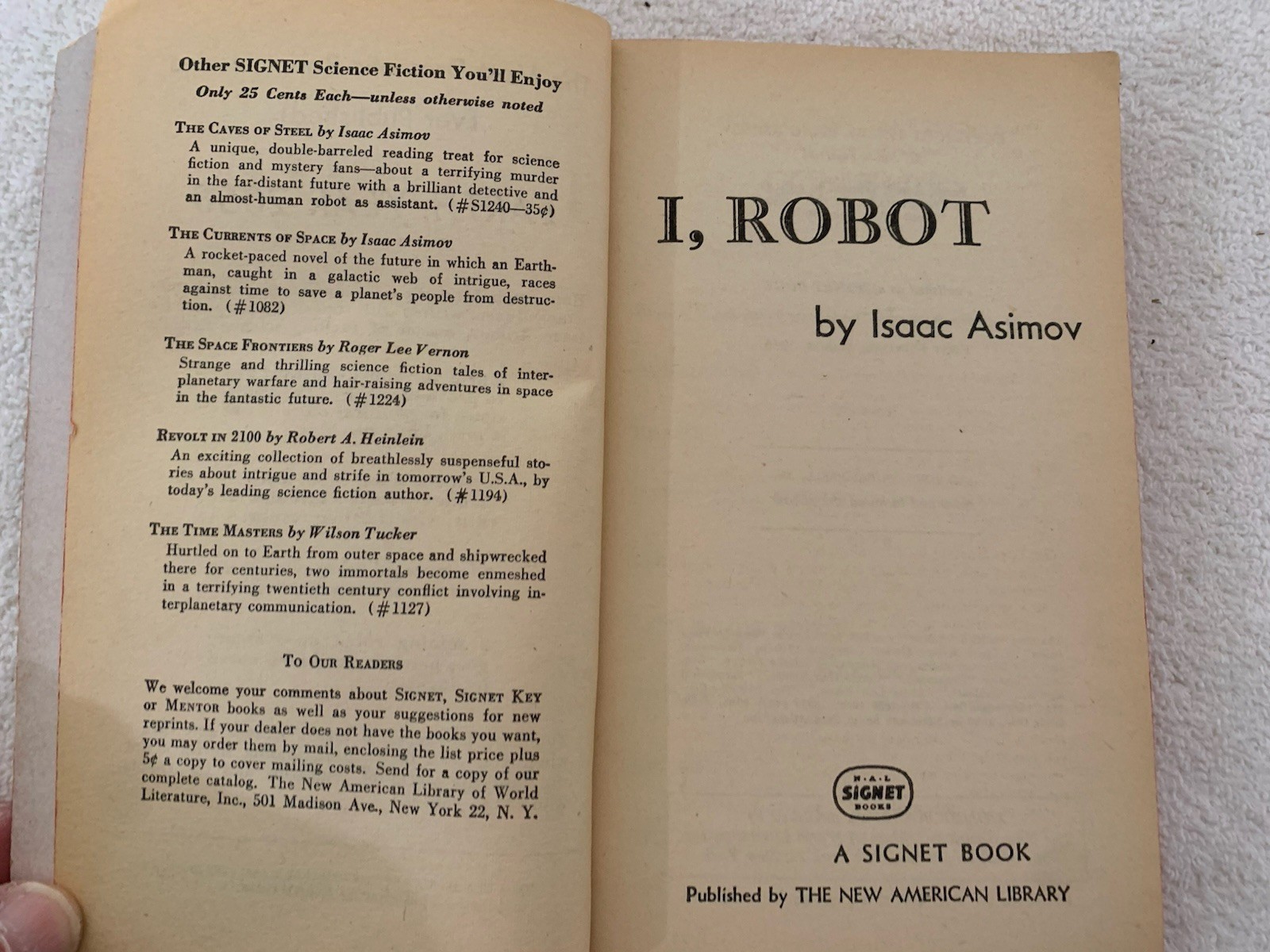 I, Robot by Isaac Asimov • Signet Books 1956 Paperback 1st Edition Rare Good