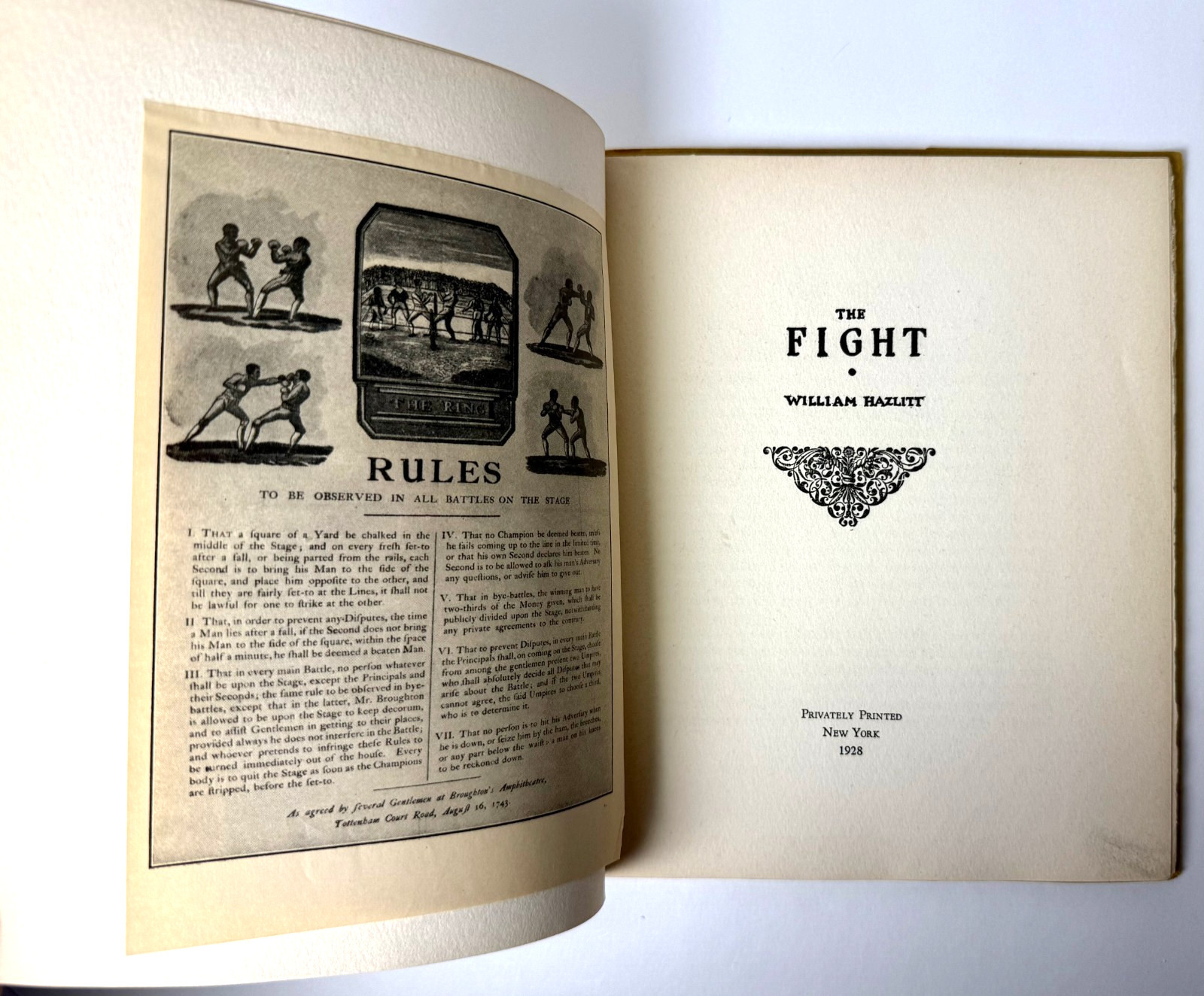 The Fight, William Hazlitt, Printed by the Gimbels in 1928 #21 of 400, Boxing