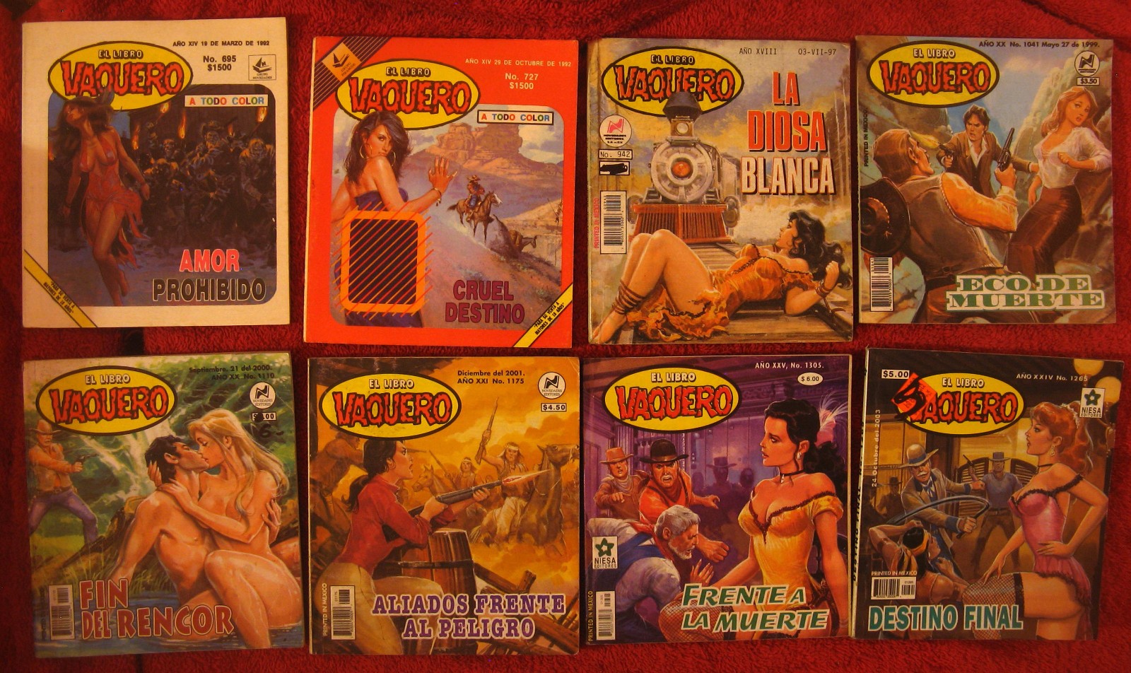 EL LIBRO VAQUERO – set de 8 novelas ilustradas, vintage Mexican pulp Westerns