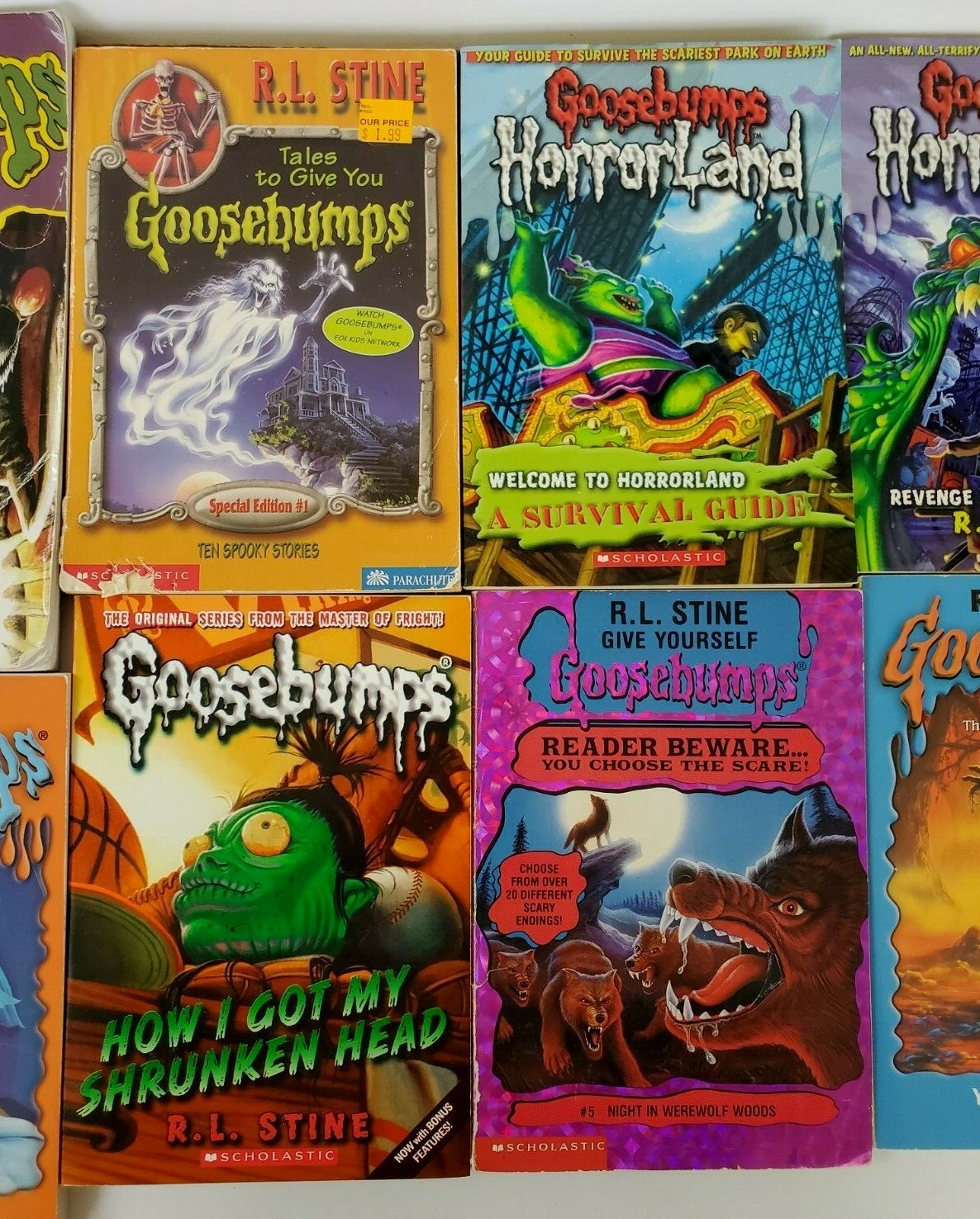 Lot of 10: 7 Goosebumps (1990s), 2 Horrorland (2000s), 1 Graphic Novel (1995)