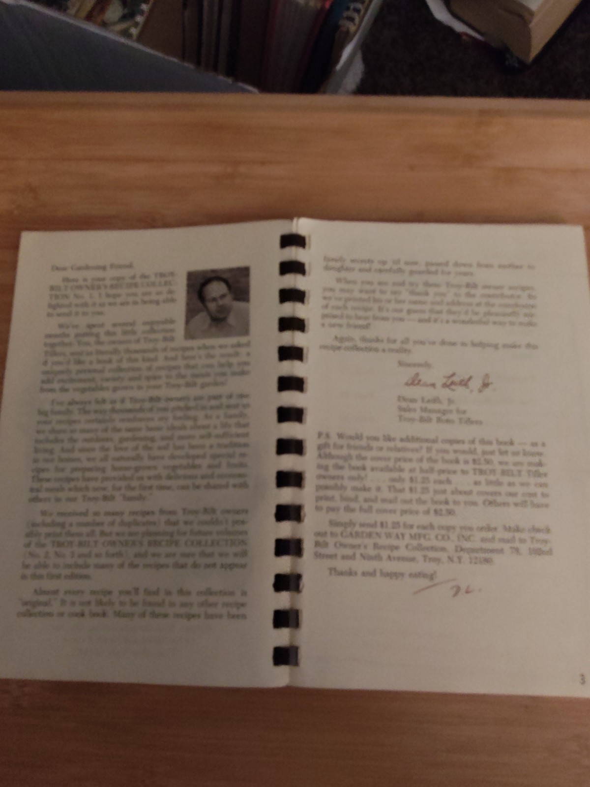 Troy-Bilt Tiller Owner’s Recipe Collection #1 Ring/Wire Bound 1976