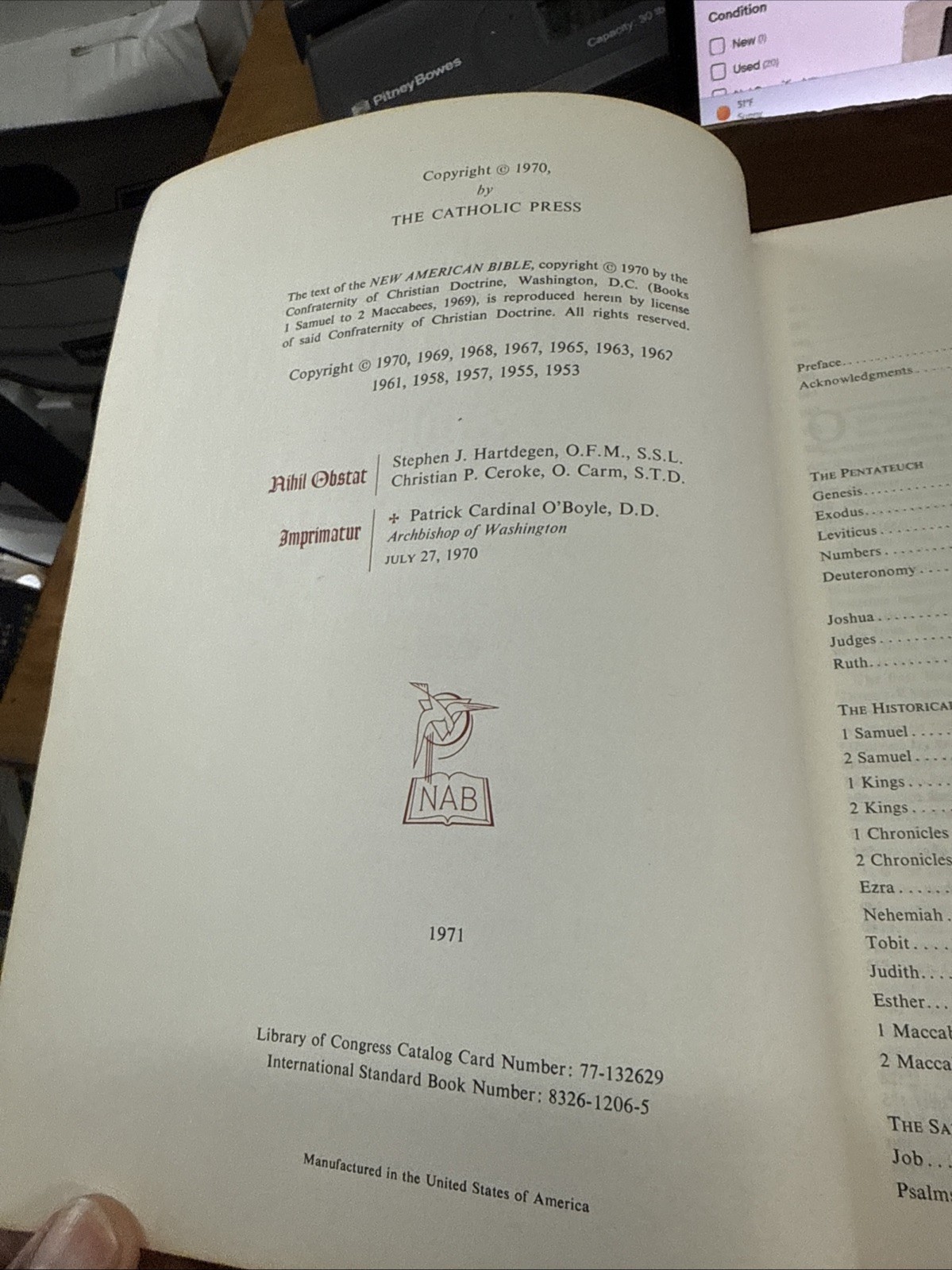 Holy Bible New American Bible NAB Catholic Press World Paperback 1970 1st Ed