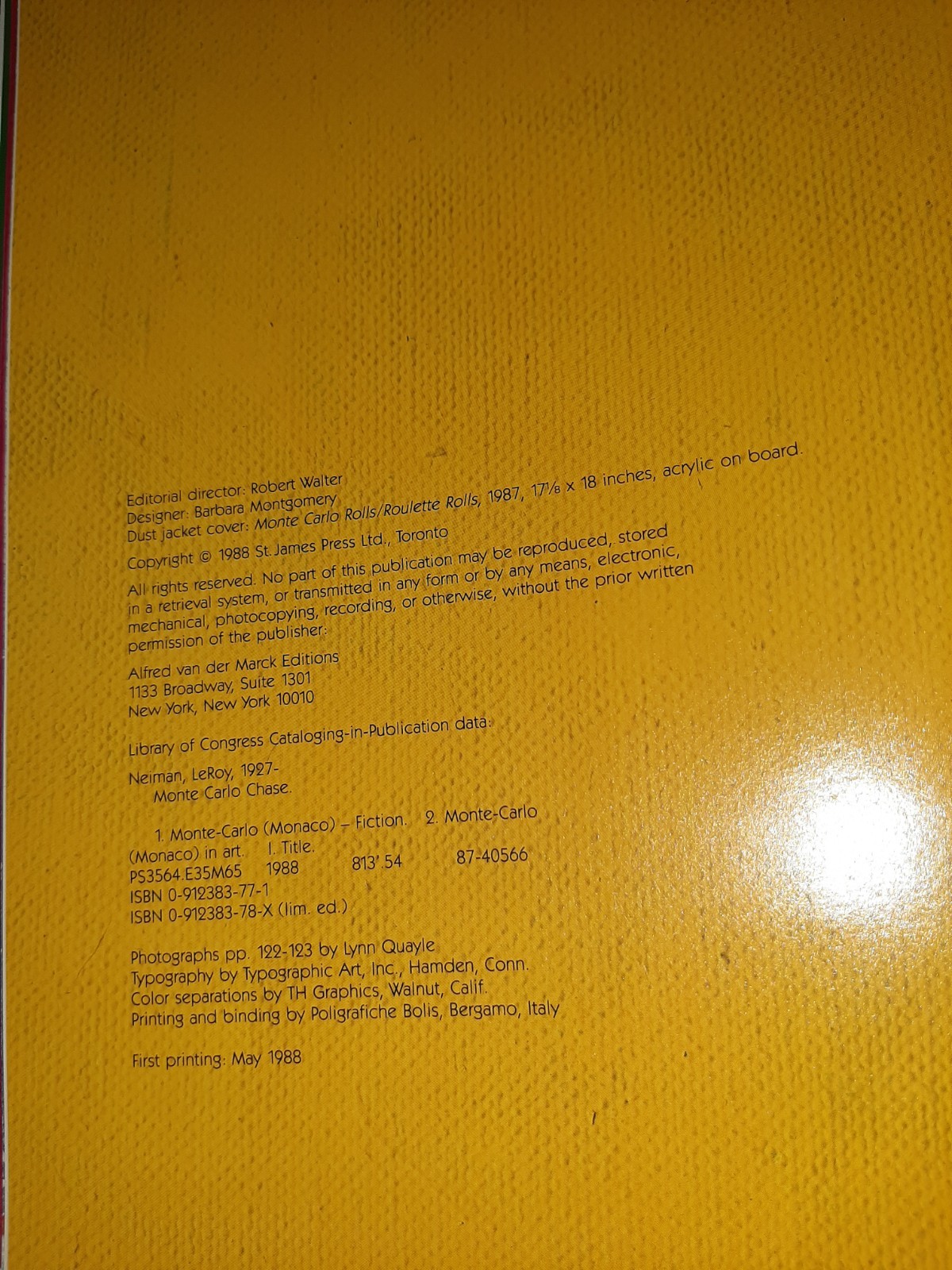 Monte Carlo Chase Leroy Neiman Signed Hardcover