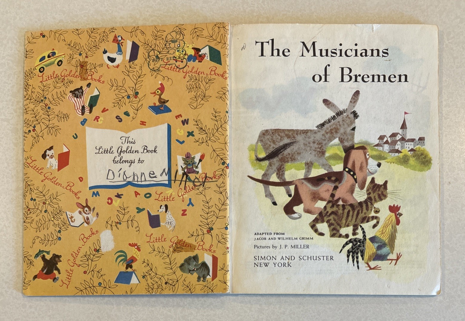 Little Golden Book: The Musicians of Bremen, Vintage 1954 HC, A (1st) Printing