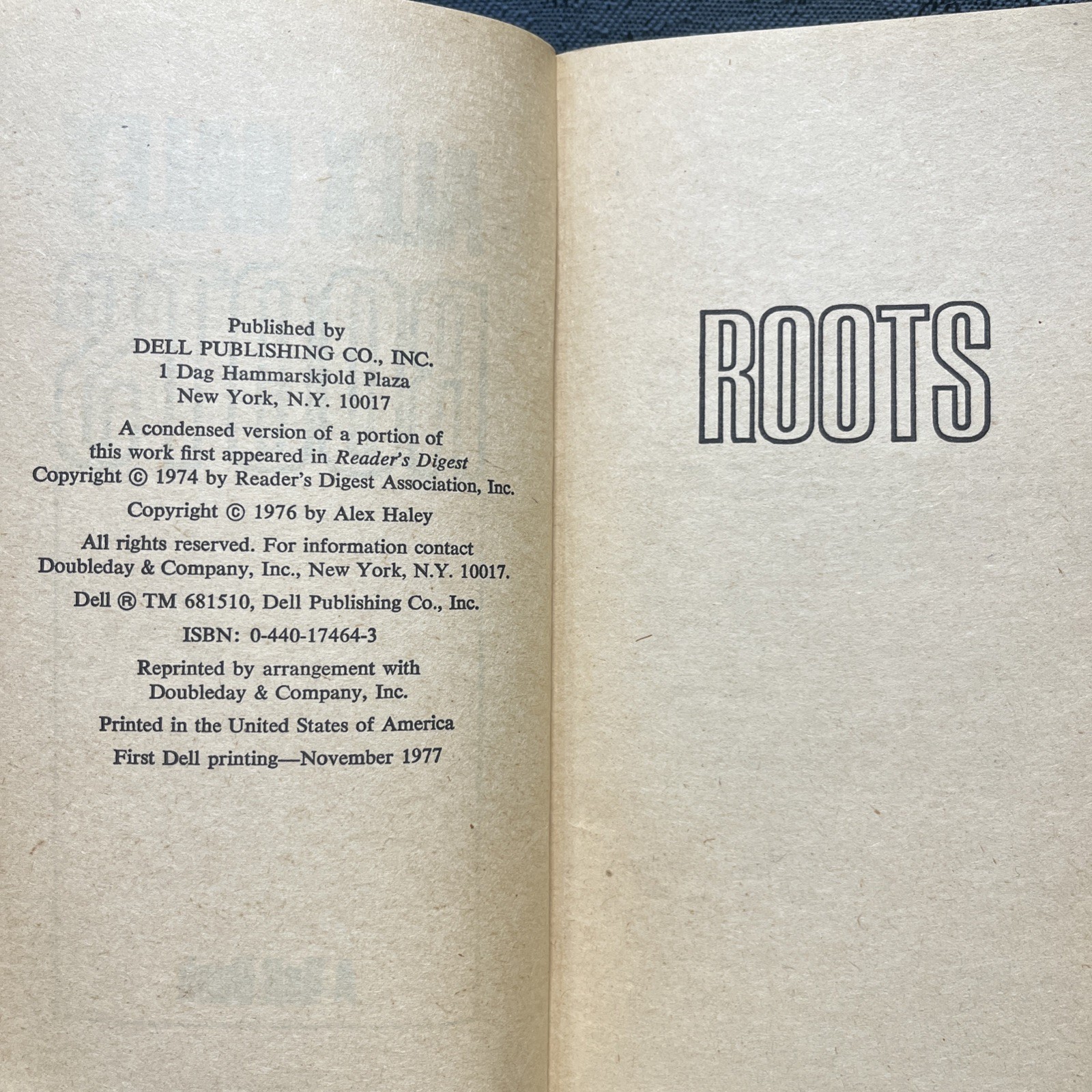 ROOTS by Alex Haley 1977 1st Dell Printing Paperback