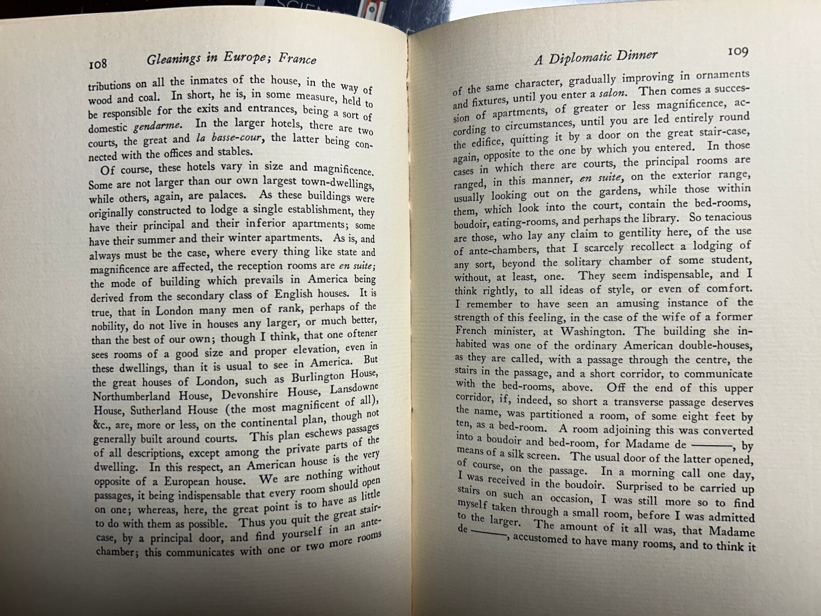 GLEANINGS IN EUROPE: FRANCE (WRITINGS OF JAMES FENIMORE By James Fenimore Cooper