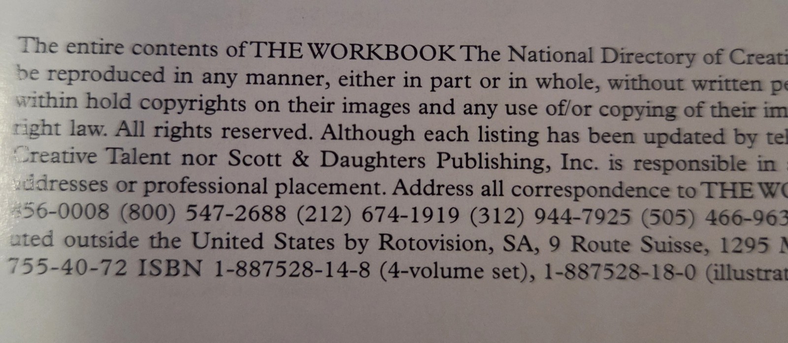 🔥🔥1997 THE WORKBOOK: THE NATIONAL DIRECTORY OF CREATIVE TALENT – HARDBACK BOOK