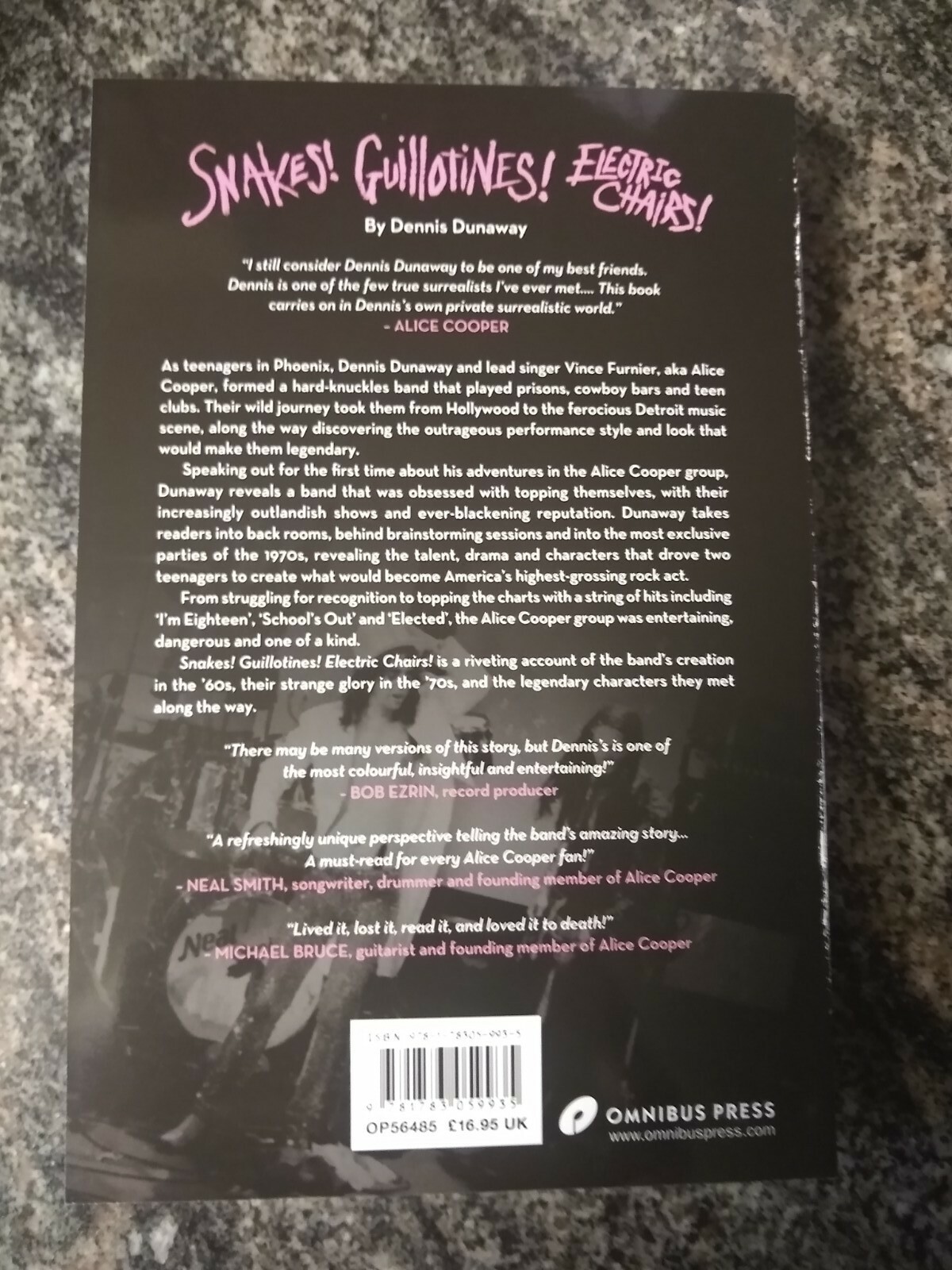 Dennis Dunaway SIGNED Book Snakes! Guillotines! Electric Chairs! Alice Cooper sc