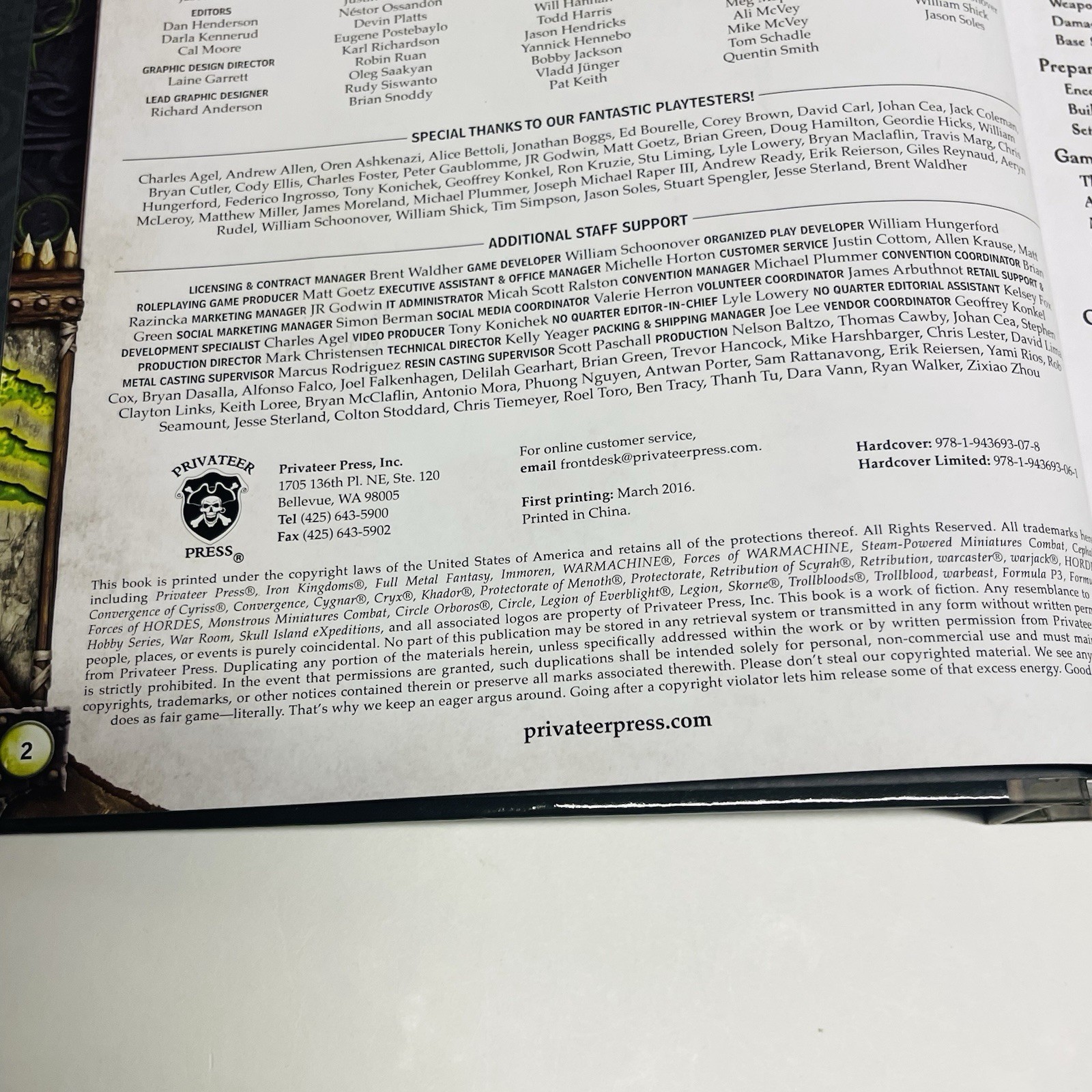 Privateer Press Hordes Primal 1st Edition Core Rulebook Hardcover 2016