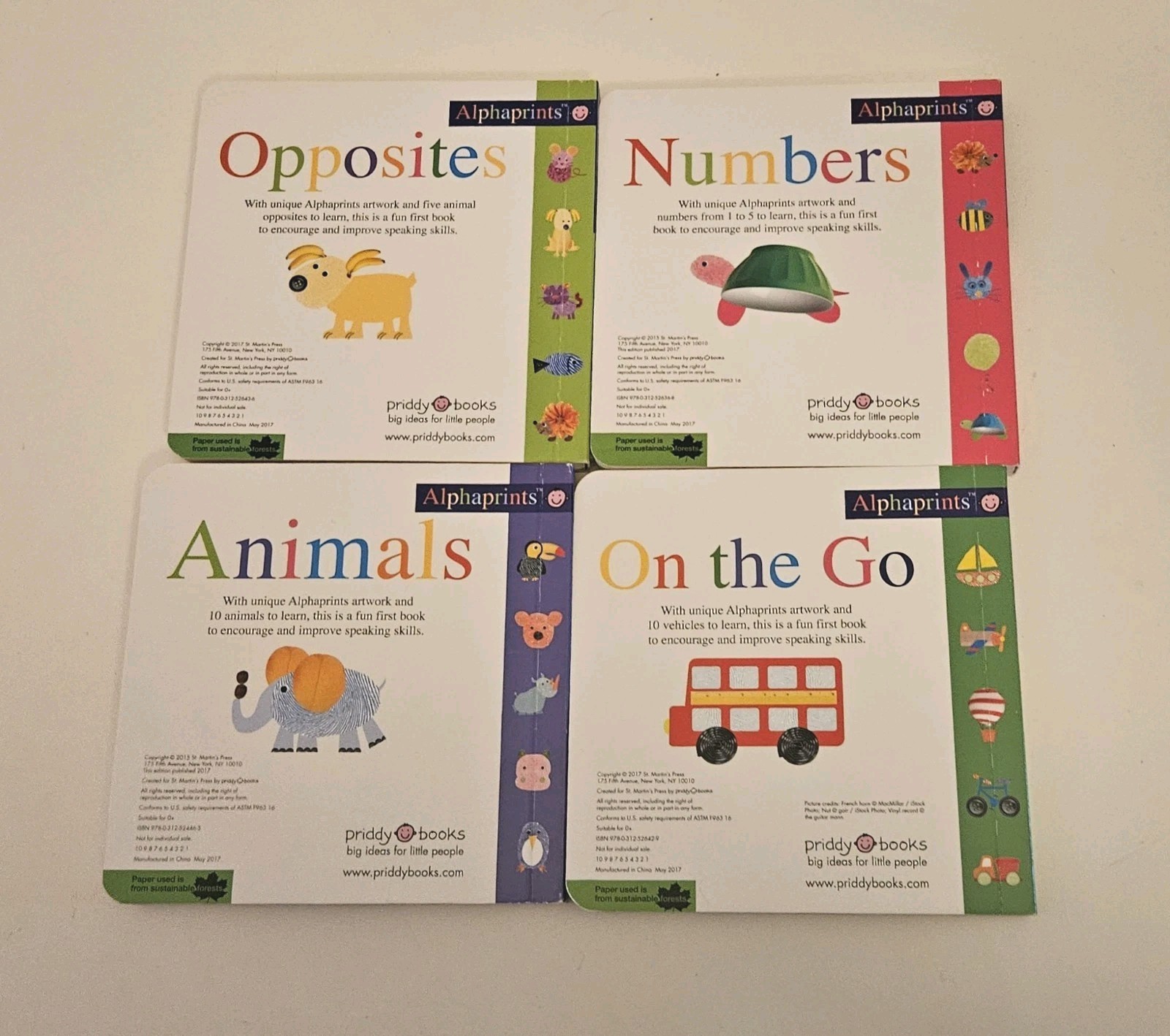 Priddy Books Alphaprints Child Library 8 Board Book Box Set Words Colors Shapes