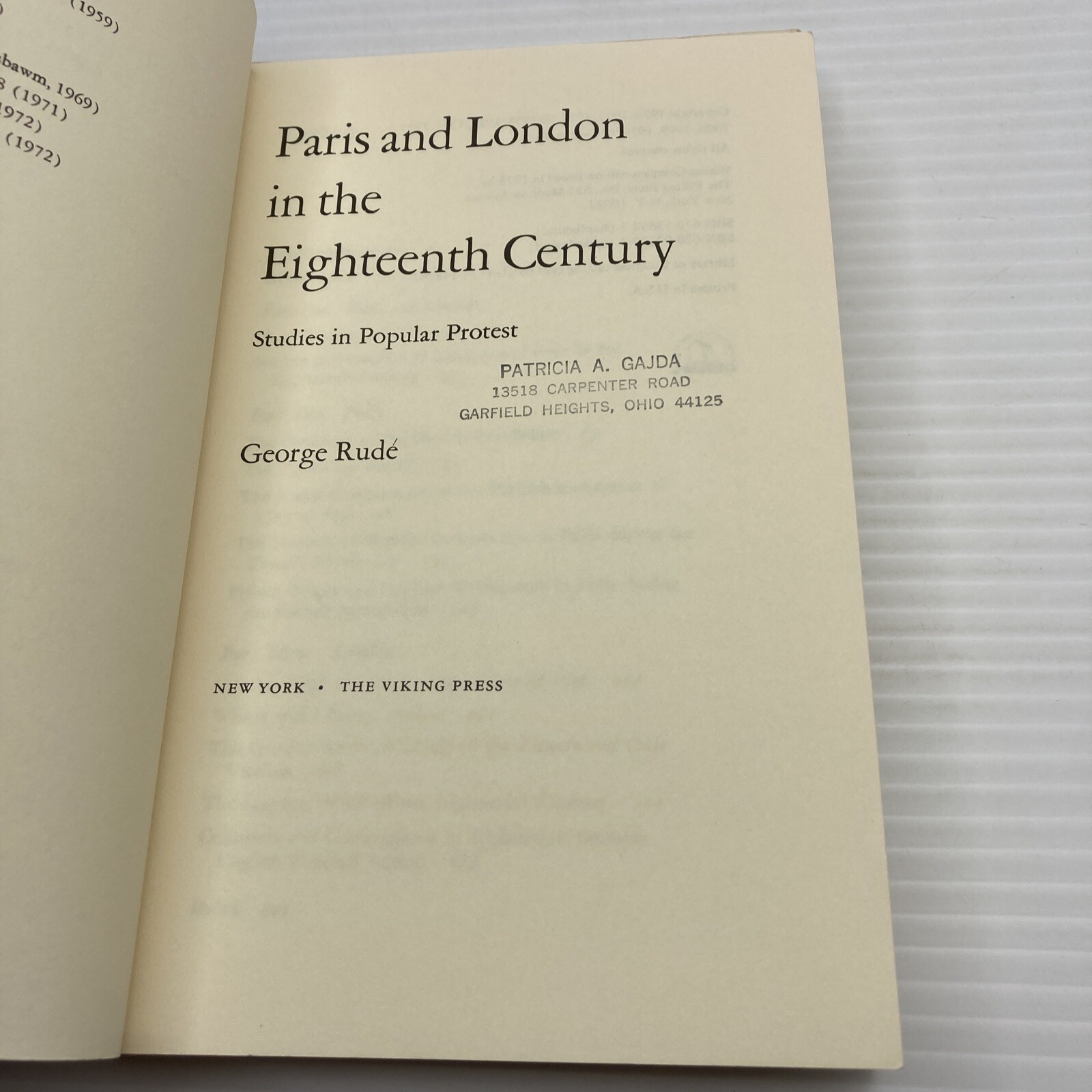 George Rude The Crowd in History Revolutionary Europe Paris and London in the Ei