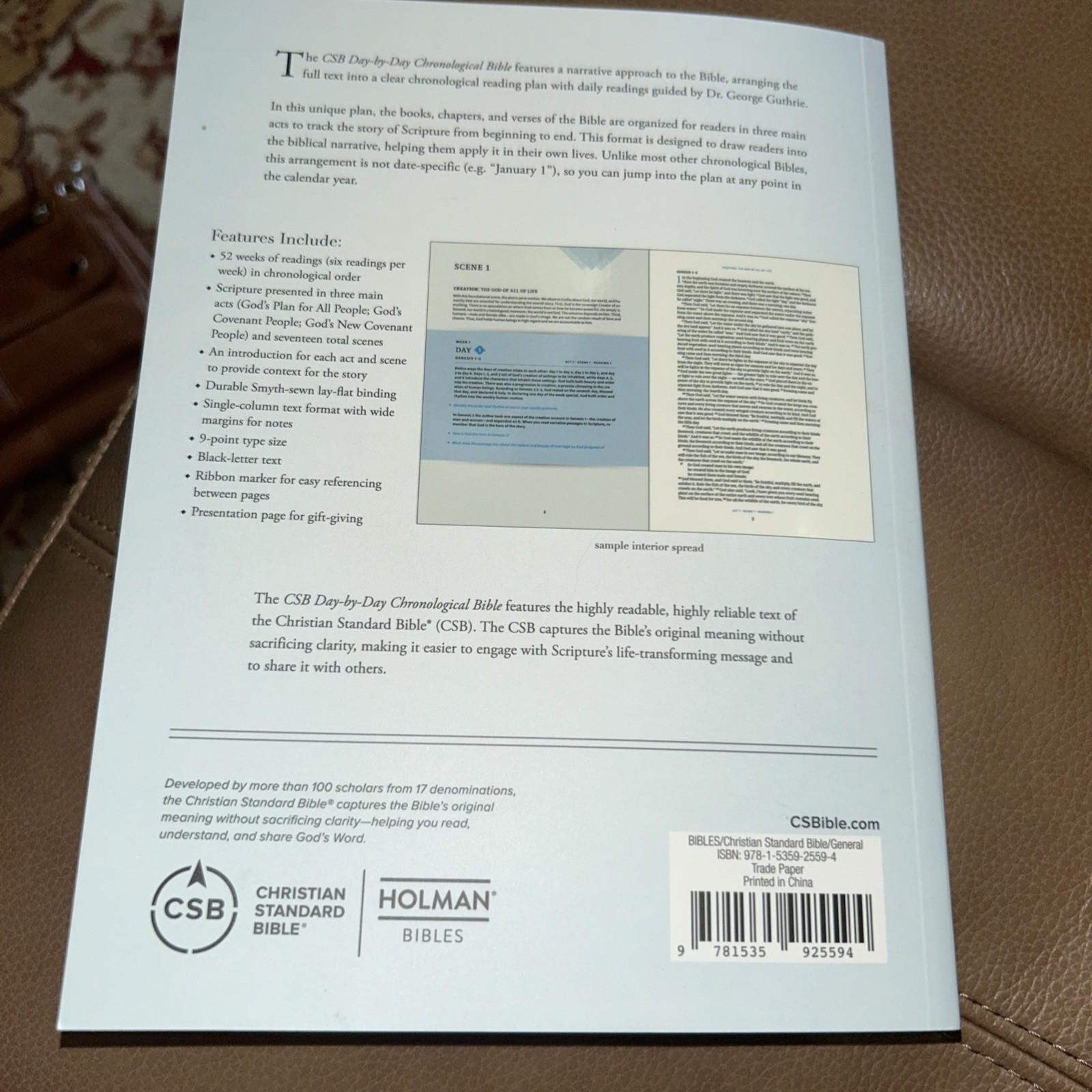 CSB Day by Day Chronological Bible Daily Readings Dr. G Gutherie, Paperback 2020