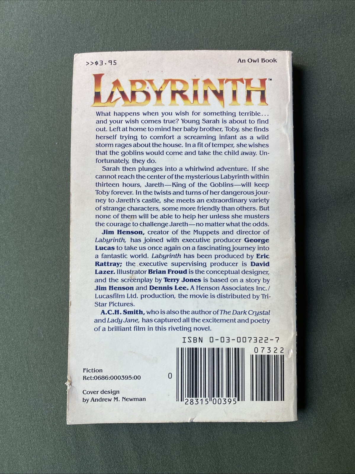 Labyrinth by ACH Smith 1st Edition Paperback Book Based On Jim Henson Film READ