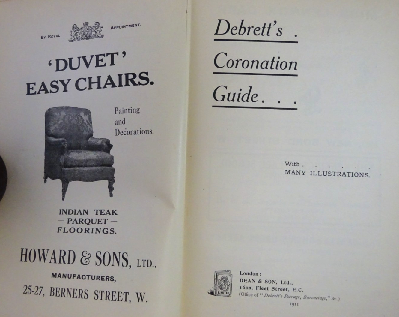 **HC BOOK 1911 DEBRETT’S CORONATION GUIDE KING GEORGE V & MARY ILLUSTRATED w ADS