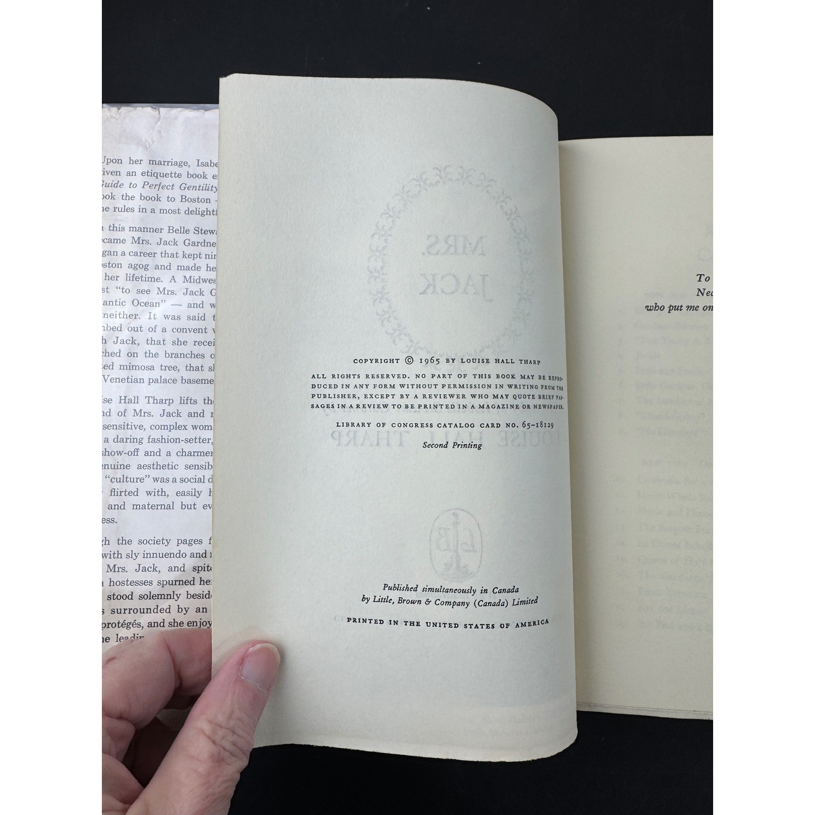Mrs Jack A Biography of Isabella Stewart Gardner by Louise Hall Tharp HC DJ 1965