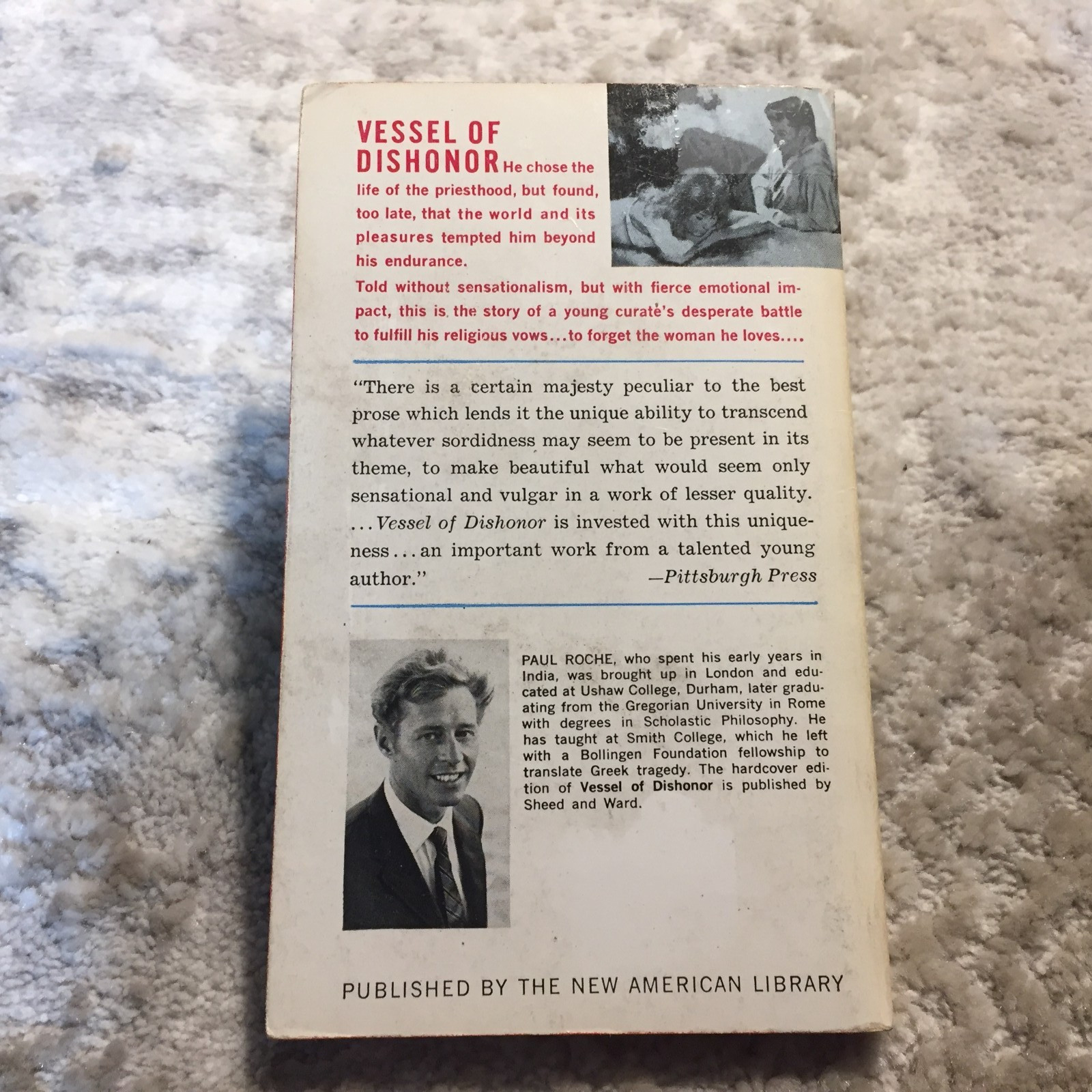 Vessel Of Dishonor Paul Roche 1963 Signet Catholic Priesthood Paperback Book