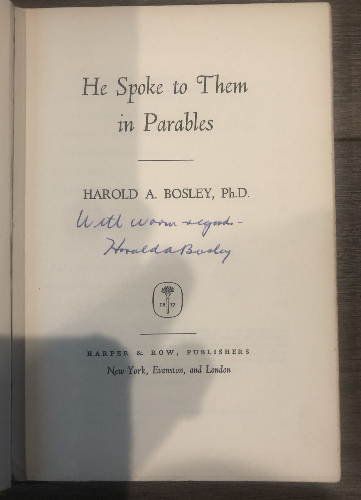 He Spoke to Them In Parables- Harold Bosley First edition 1963 HC DJ Autographed