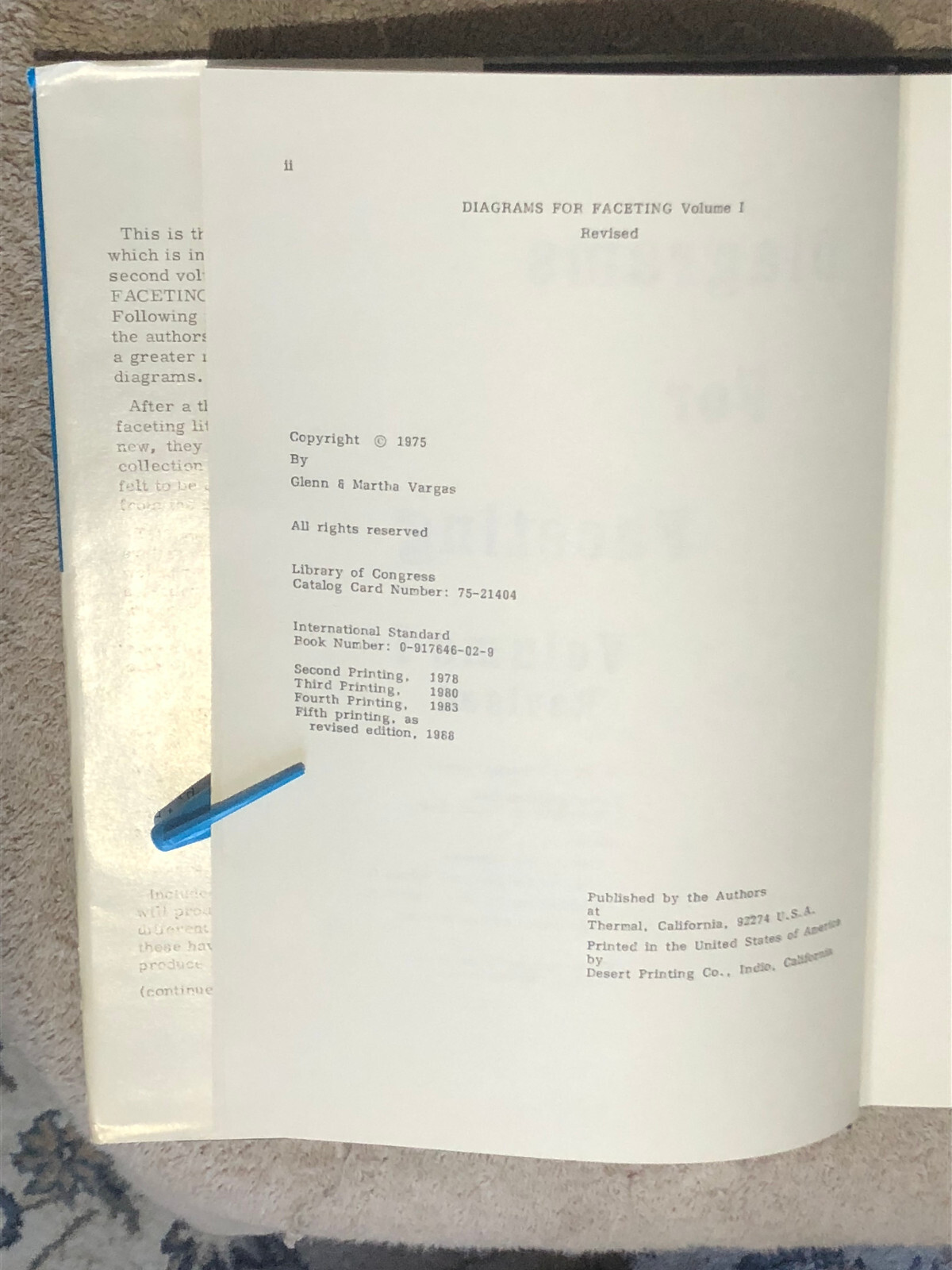 Diagrams for Faceting, Volume 1, 1988 by Glenn & Martha Vargas, Revised & Update