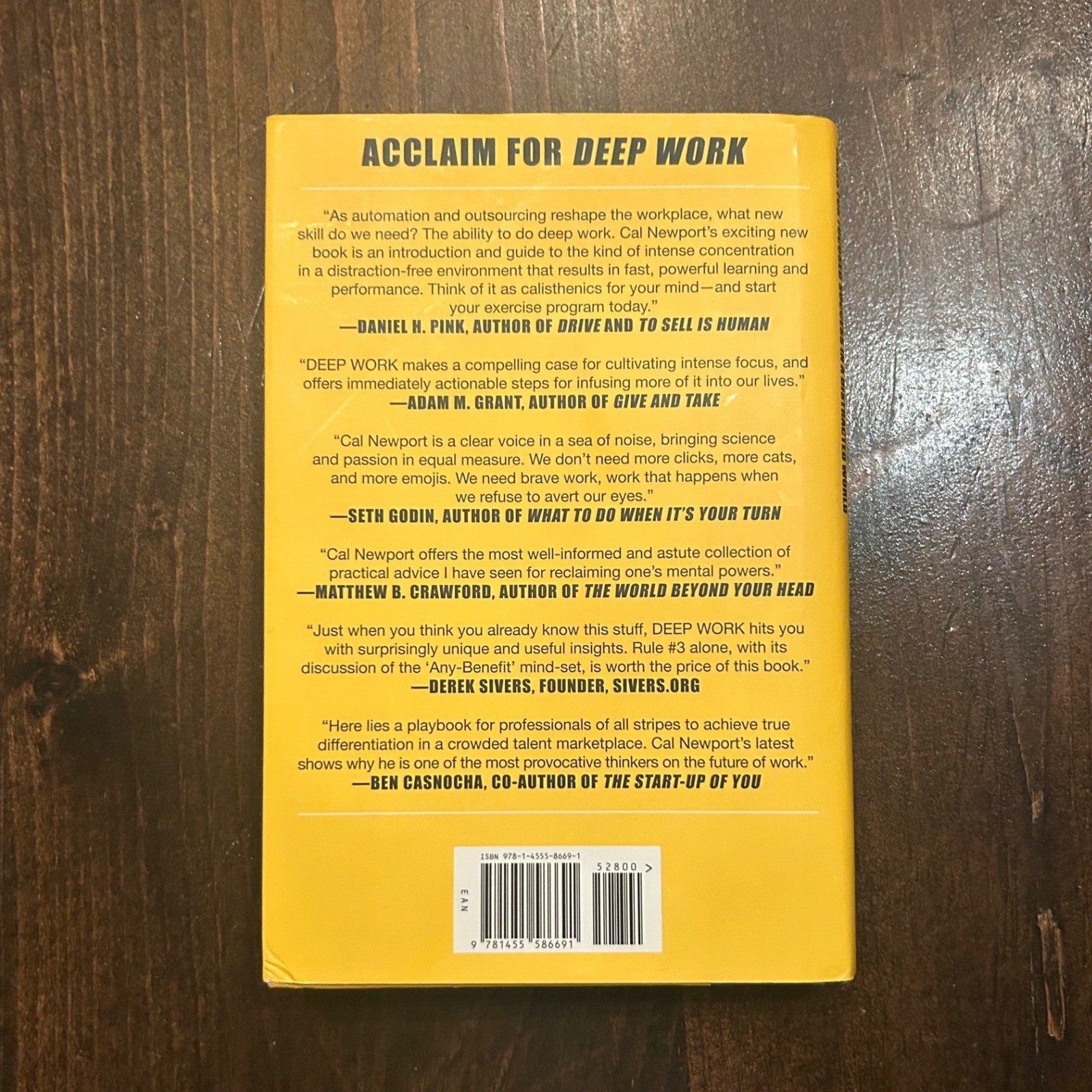Deep Work Grand Central Publishing Hardcover Cal Newport Productivity Self-Help