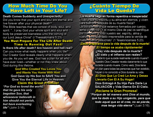 ENGLISH & SPANISH, RAPTURE BIBLE Tracts, 40 Pack in 2 Covers, 20 Pages Each